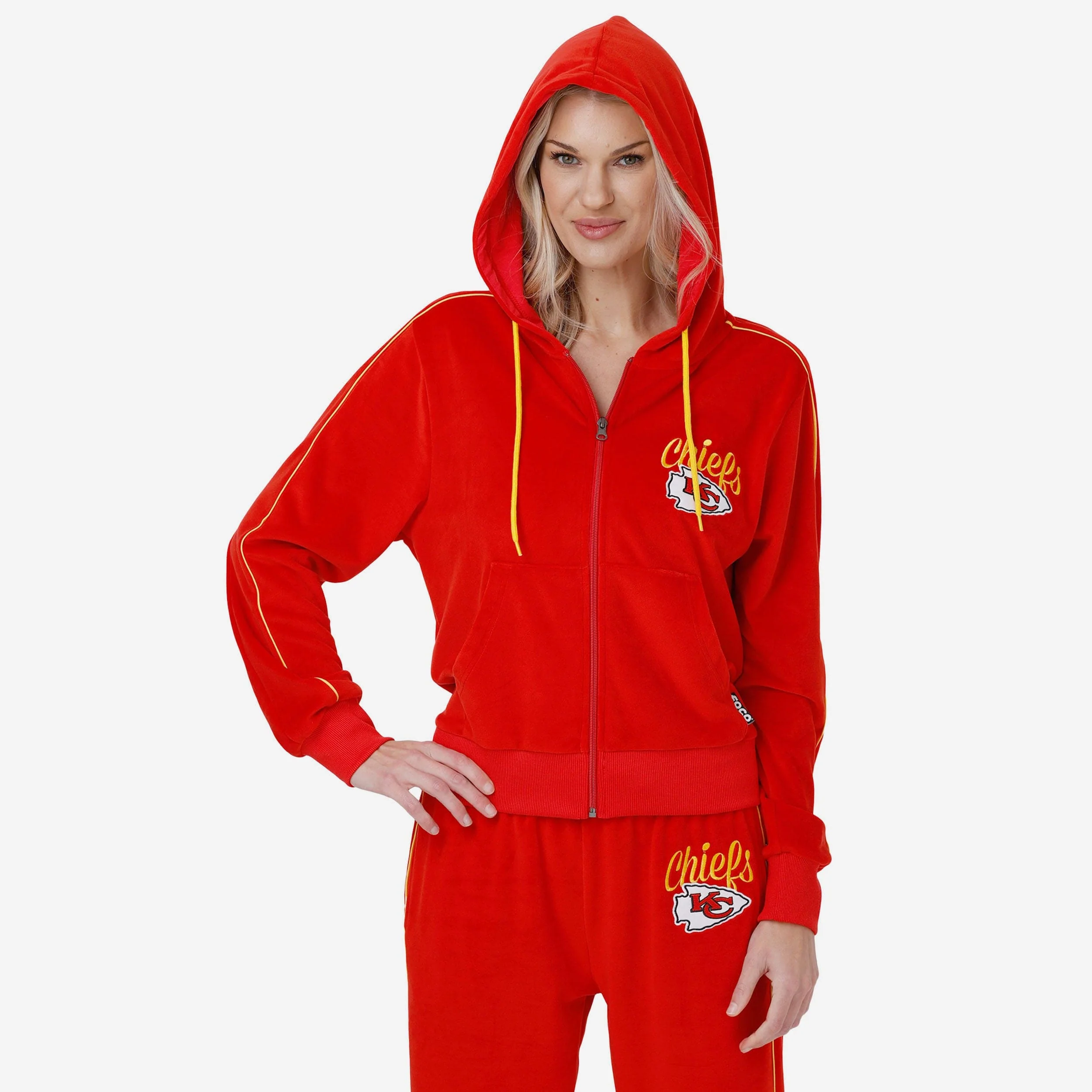 Kansas City Chiefs Womens Velour Zip Up Top