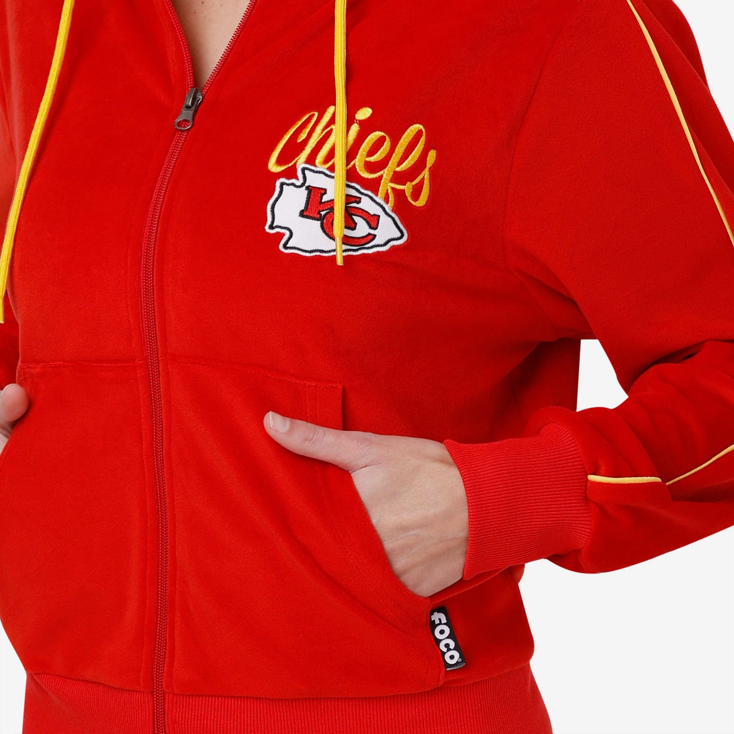 Kansas City Chiefs Womens Velour Zip Up Top - Image 3