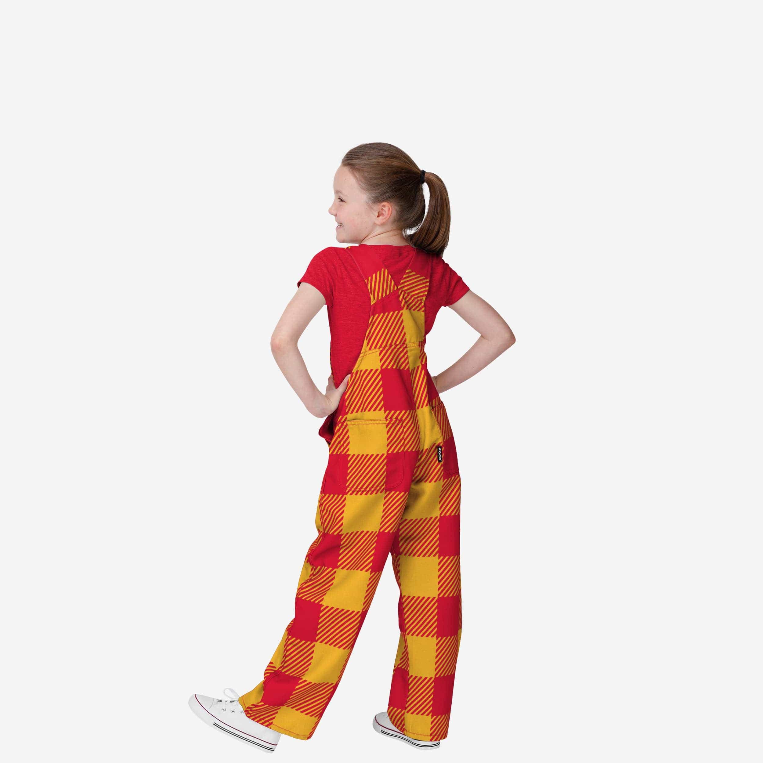 Kansas City Chiefs Youth Plaid Bib Overalls - Image 2