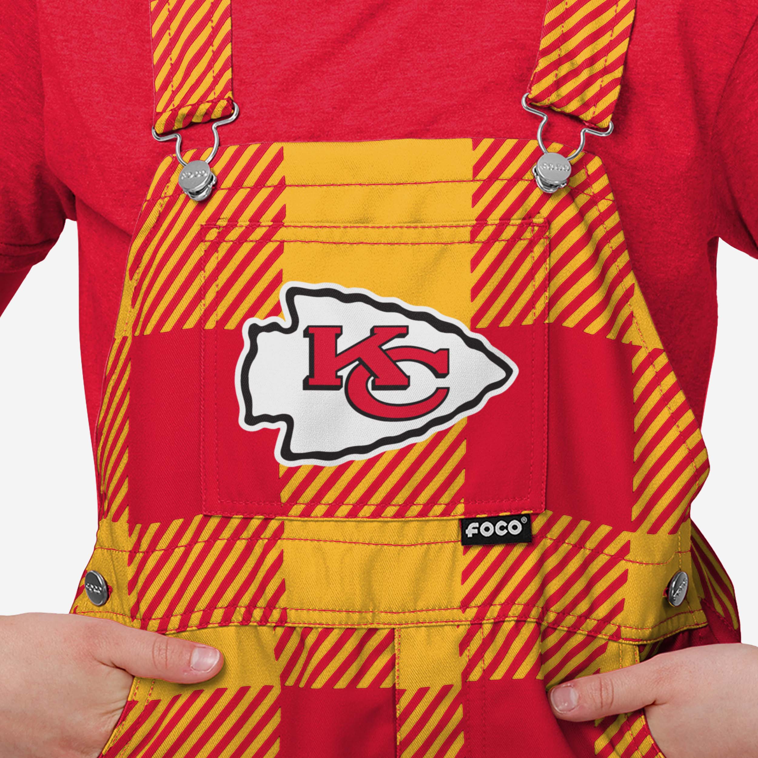 Kansas City Chiefs Youth Plaid Bib Overalls - Image 4