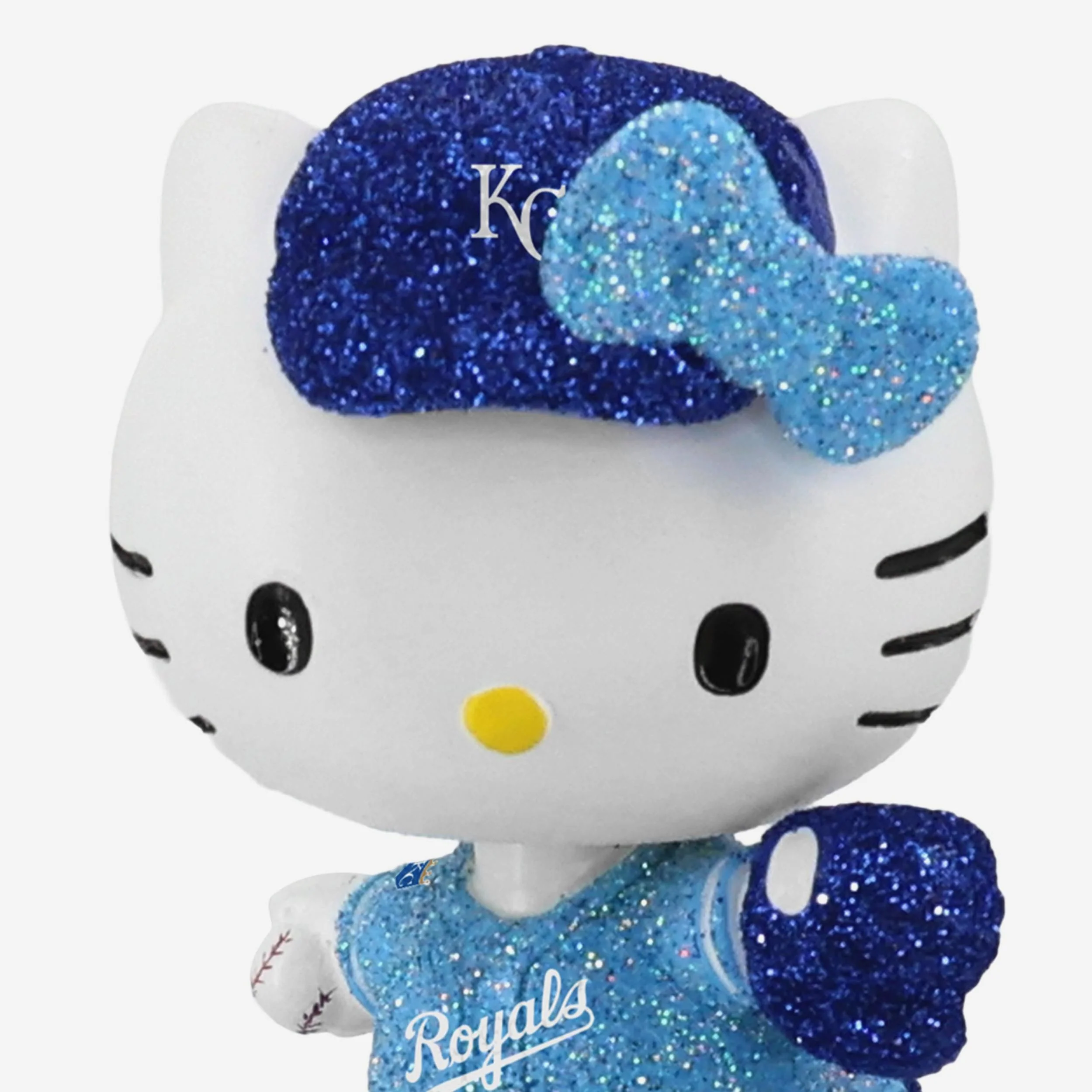 Kansas City Royals Hello Kitty® Glitter Mini Bobblehead - Image 2