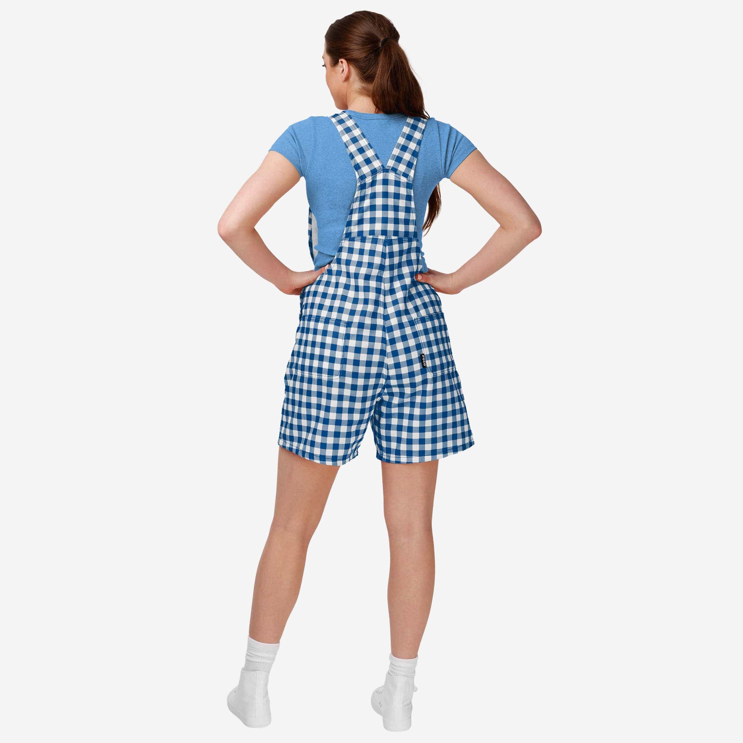 Kansas City Royals Womens Gingham Check Bib Shortalls - Image 2