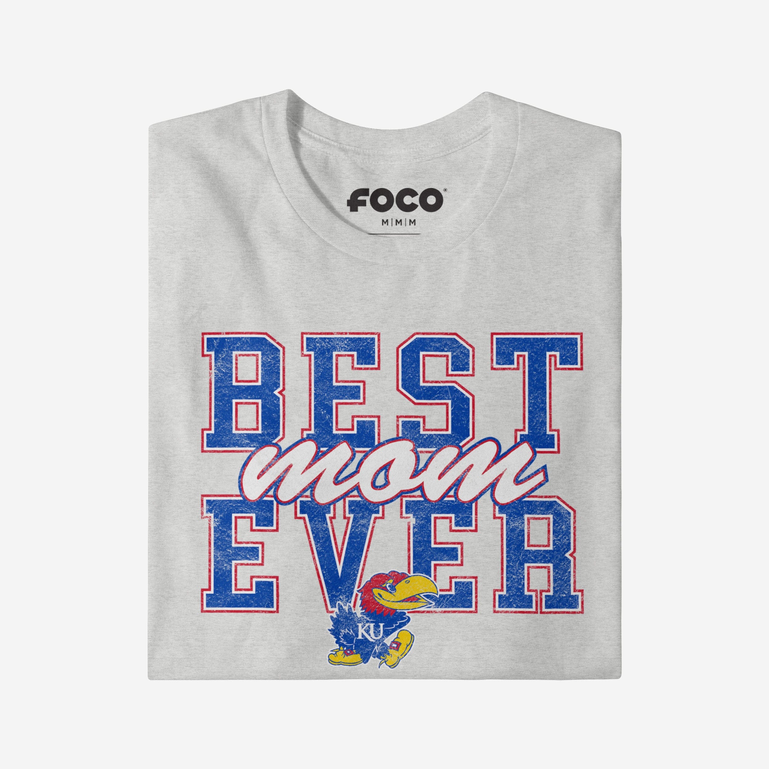 Kansas Jayhawks Best Mom Ever Stacked T-Shirt - Image 3