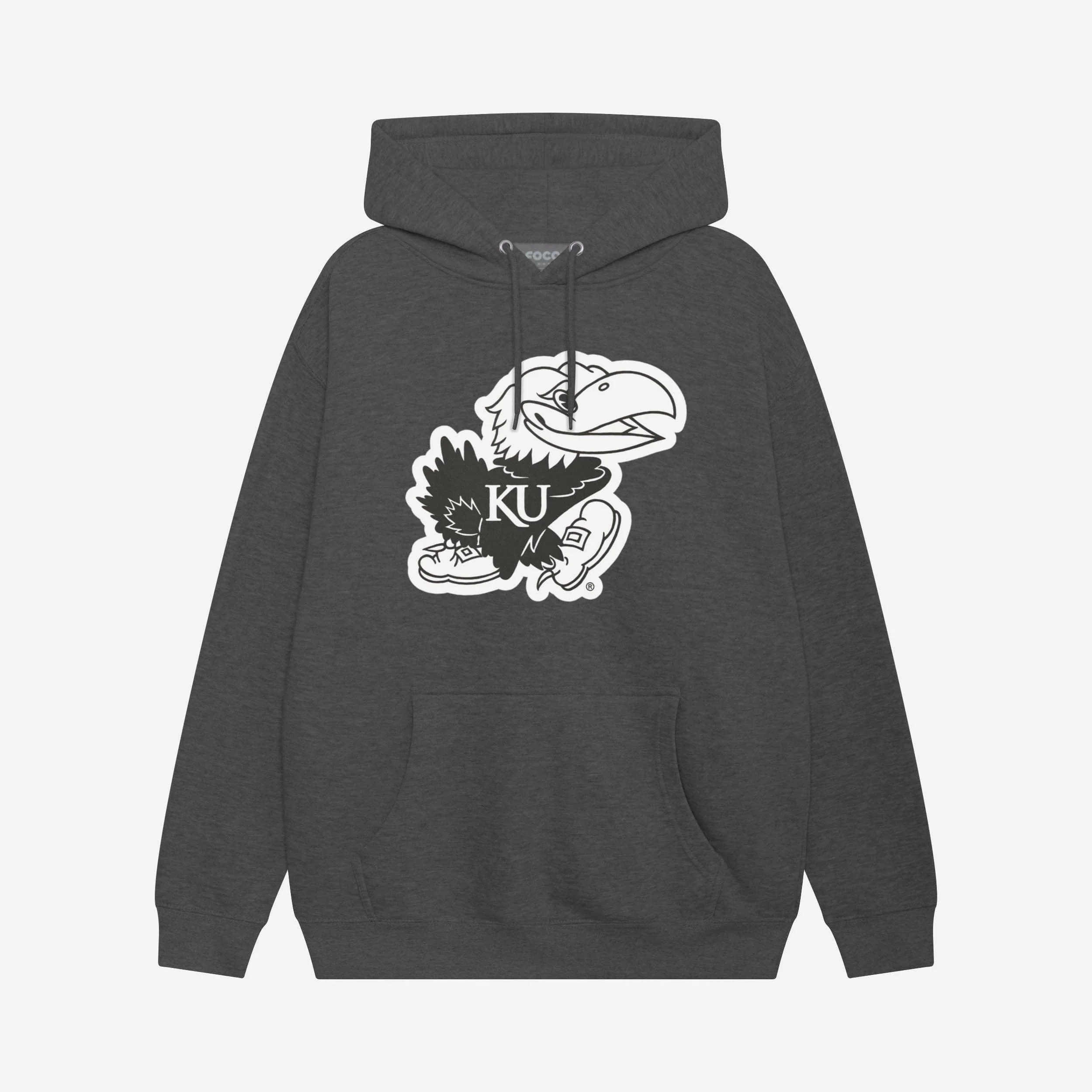 Kansas Jayhawks Black & White Primary Logo Hoodie