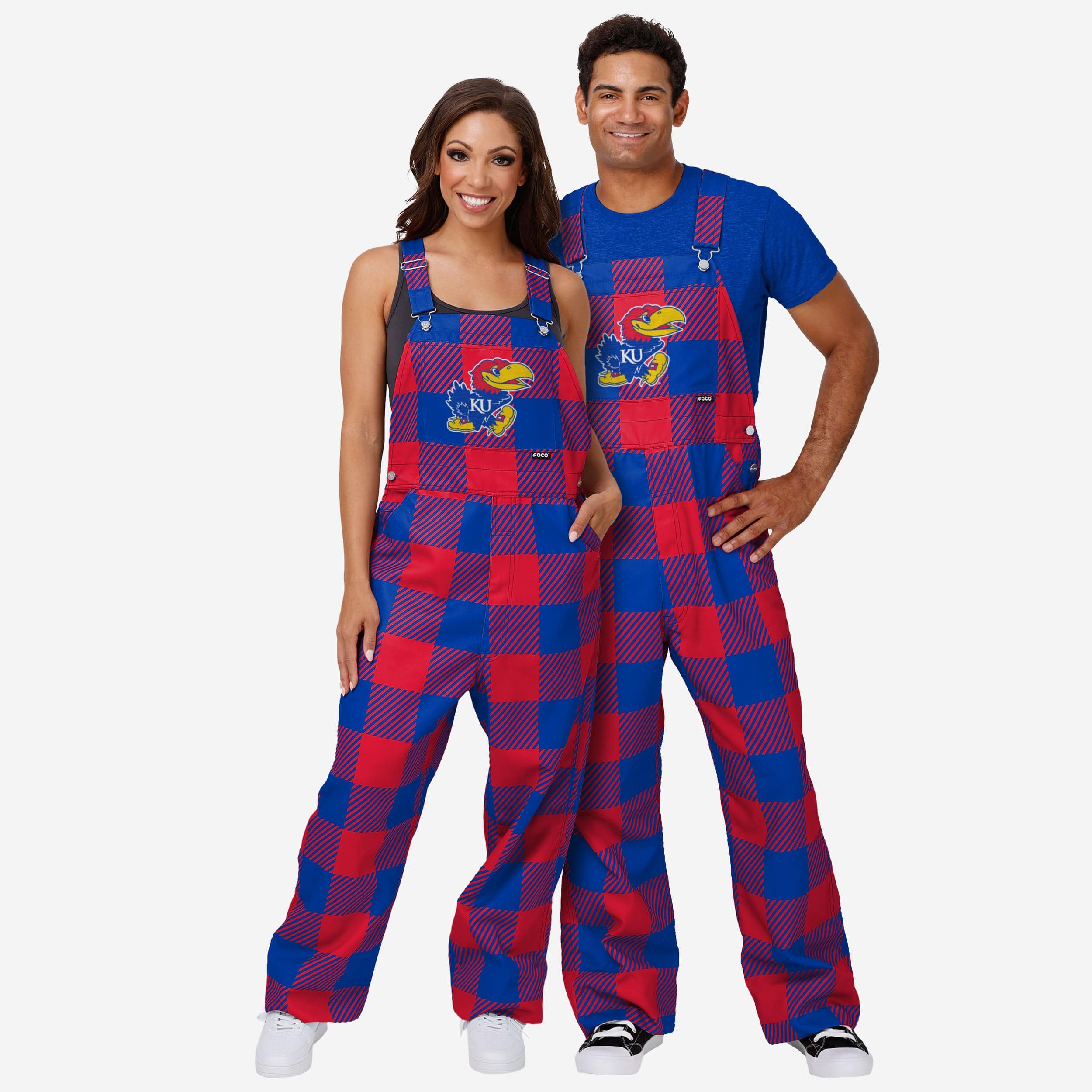 Kansas Jayhawks Mens Plaid Bib Overalls - Image 3