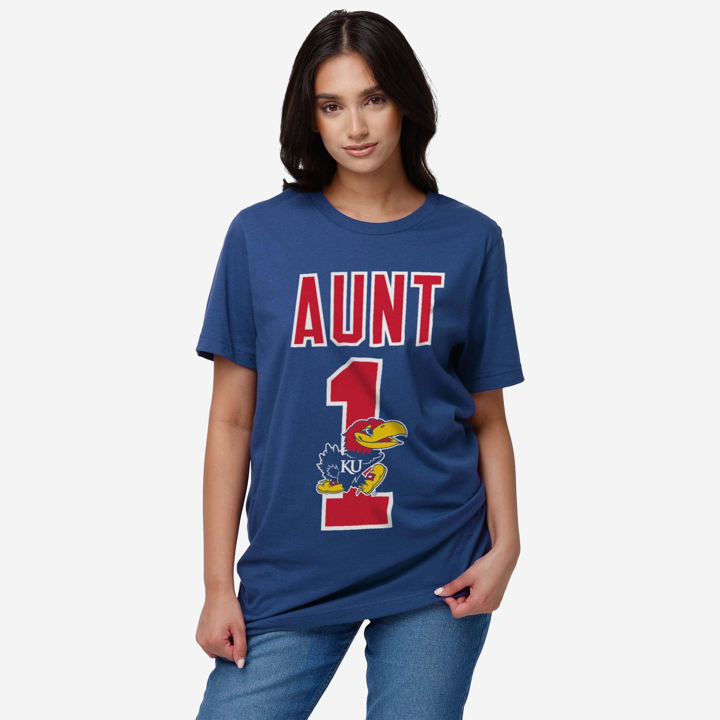 Kansas Jayhawks Number 1 Aunt T-Shirt - Image 2