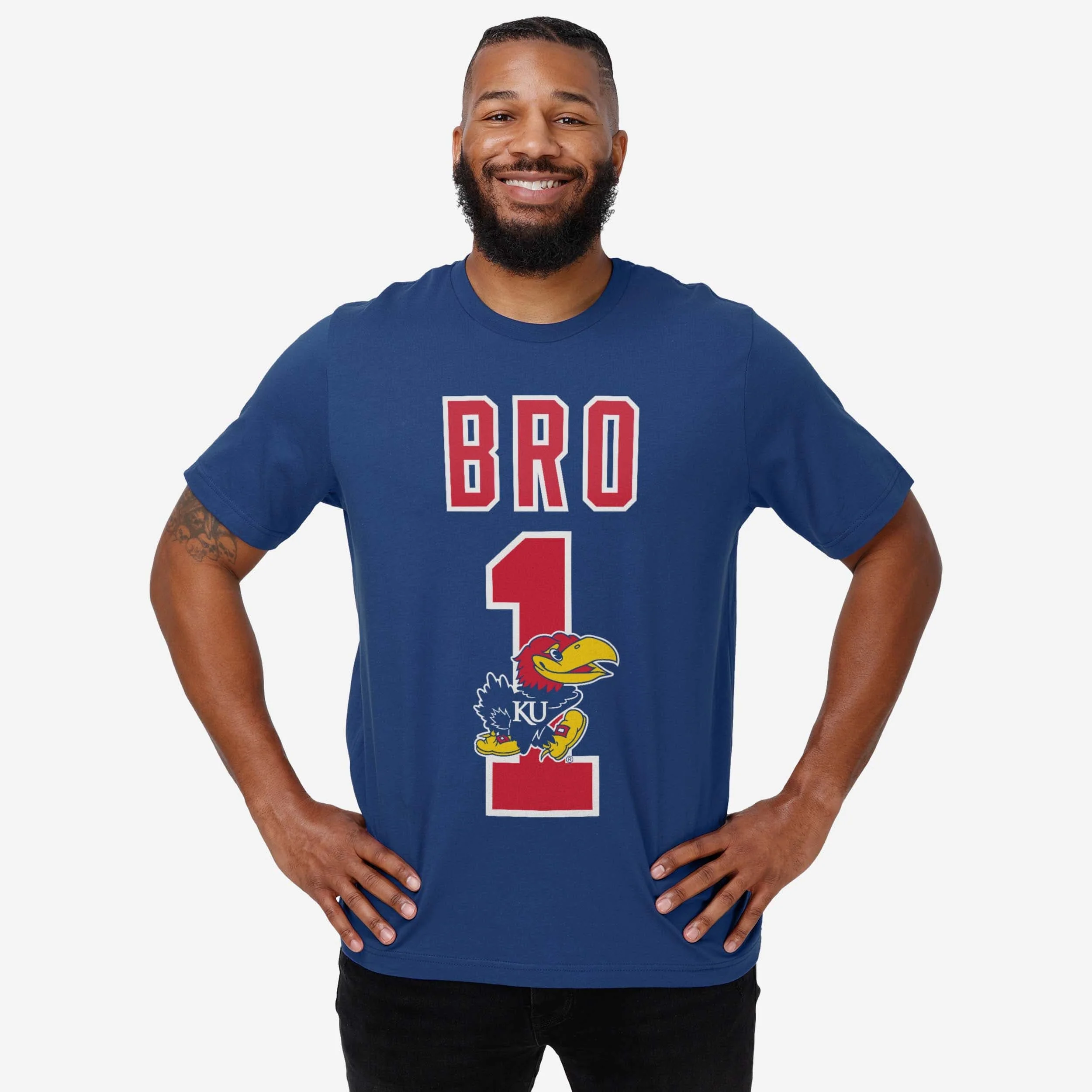 Kansas Jayhawks Number 1 Bro T-Shirt - Image 2