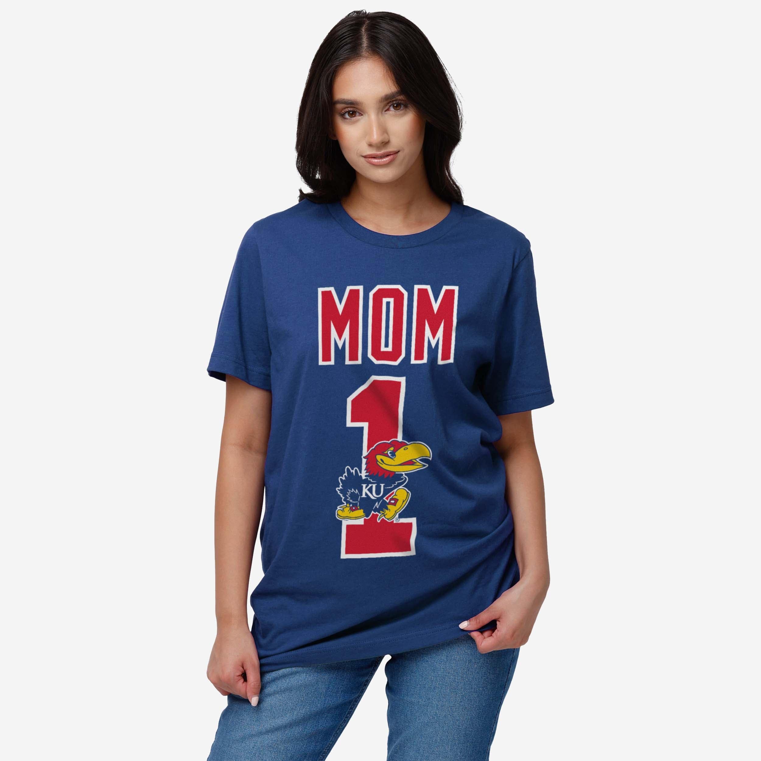 Kansas Jayhawks Number 1 Mom T-Shirt - Image 2
