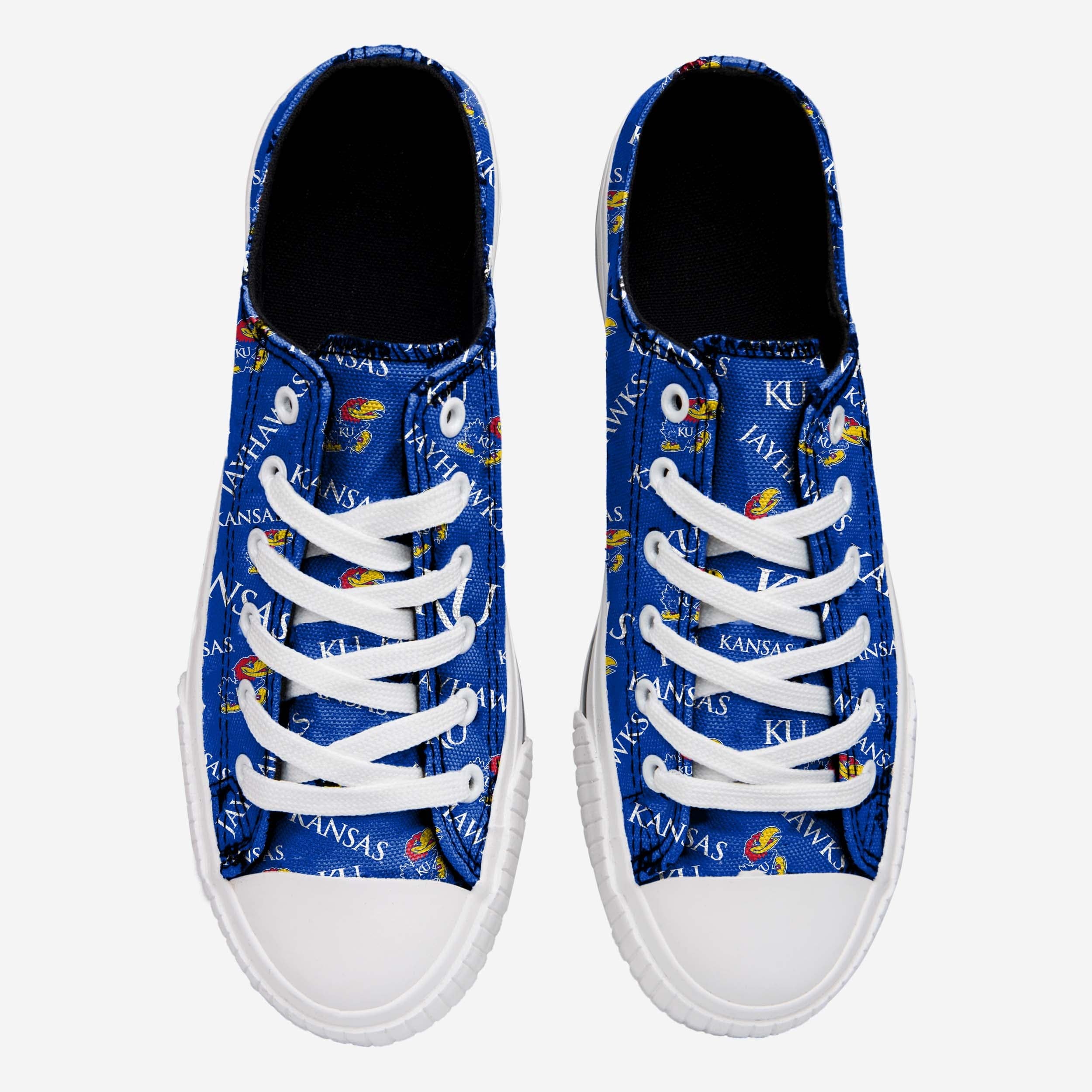 Kansas Jayhawks Womens Low Top Repeat Print Canvas Shoe - Image 3