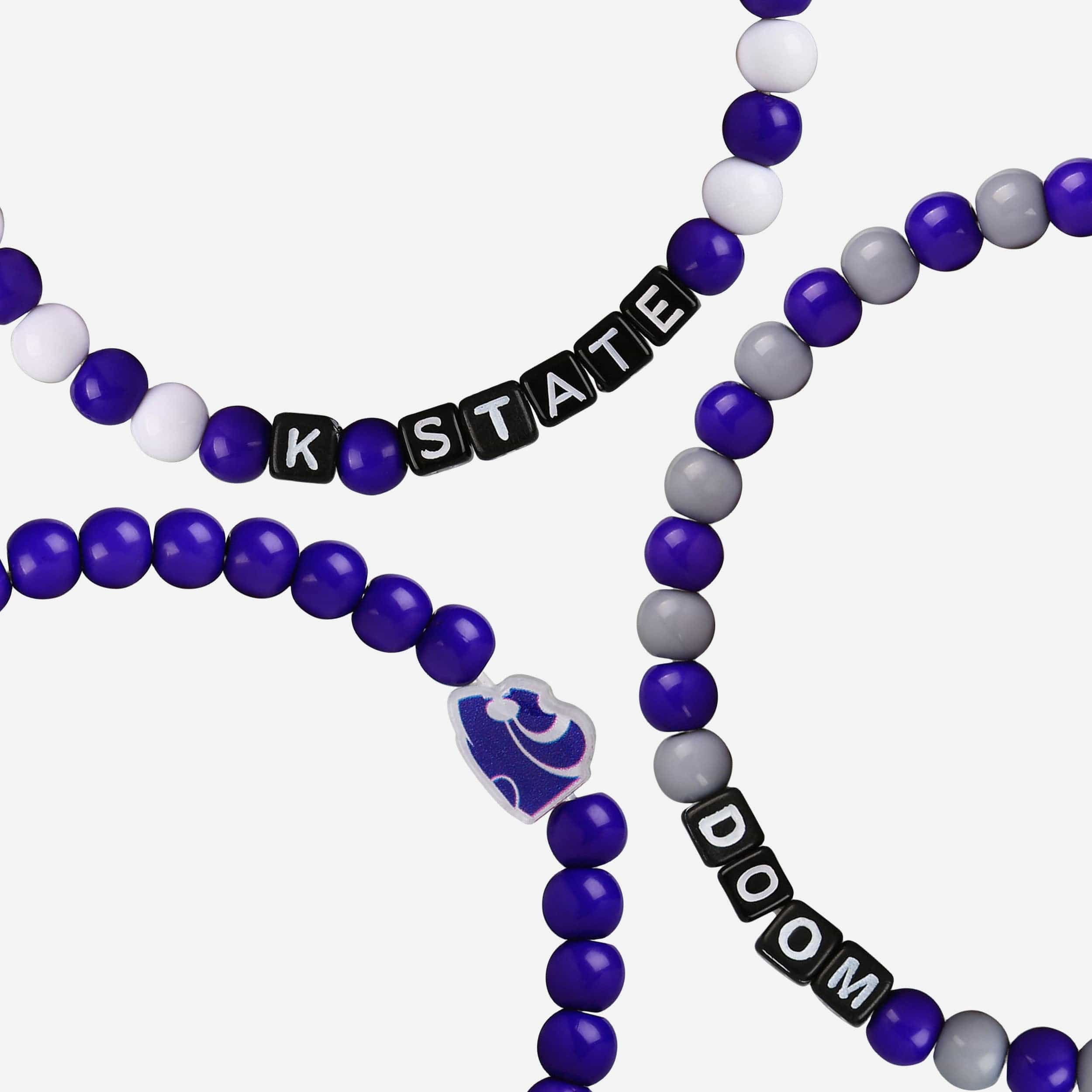 Kansas State Wildcats 3 Pack Beaded Friendship Bracelet - Image 2