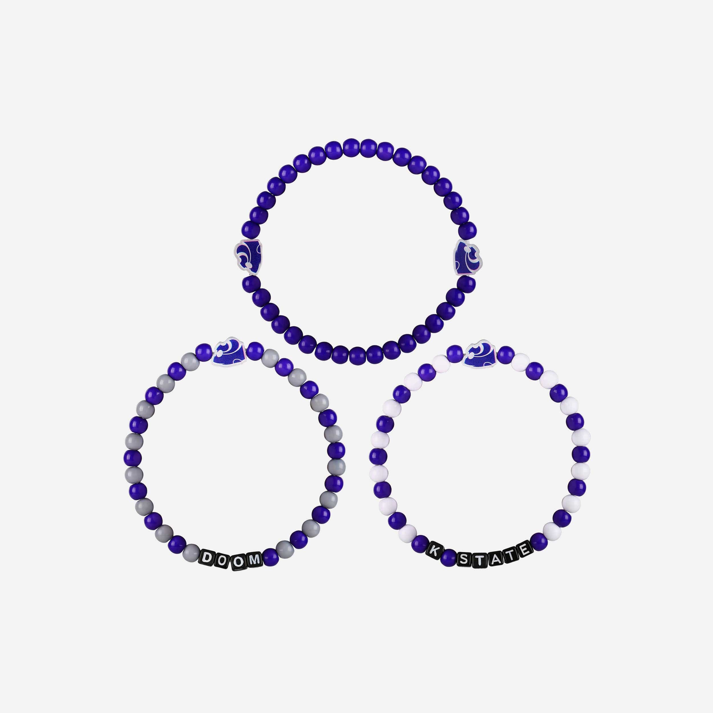 Kansas State Wildcats 3 Pack Beaded Friendship Bracelet - Image 3