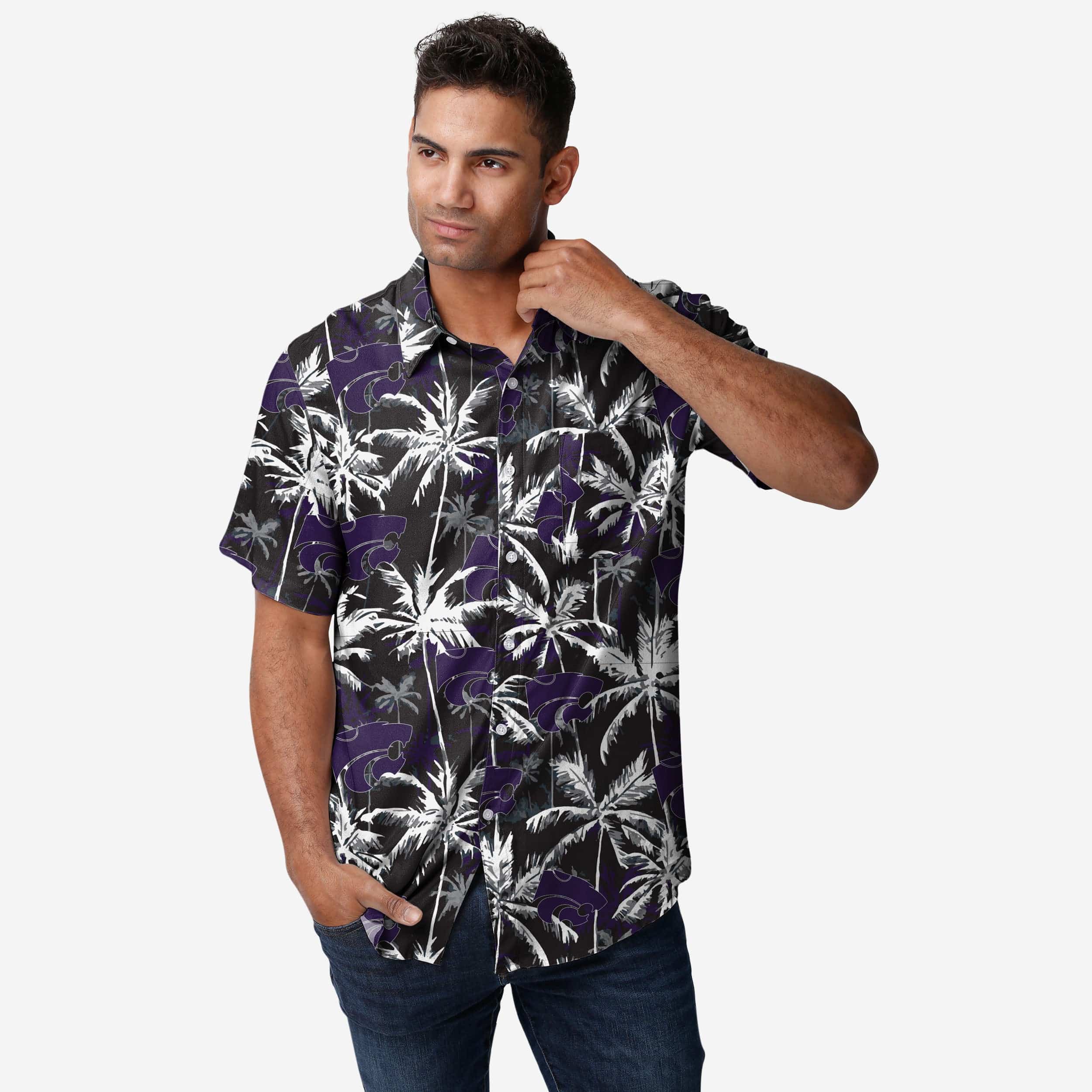 Kansas State Wildcats Black Floral Button Up Shirt