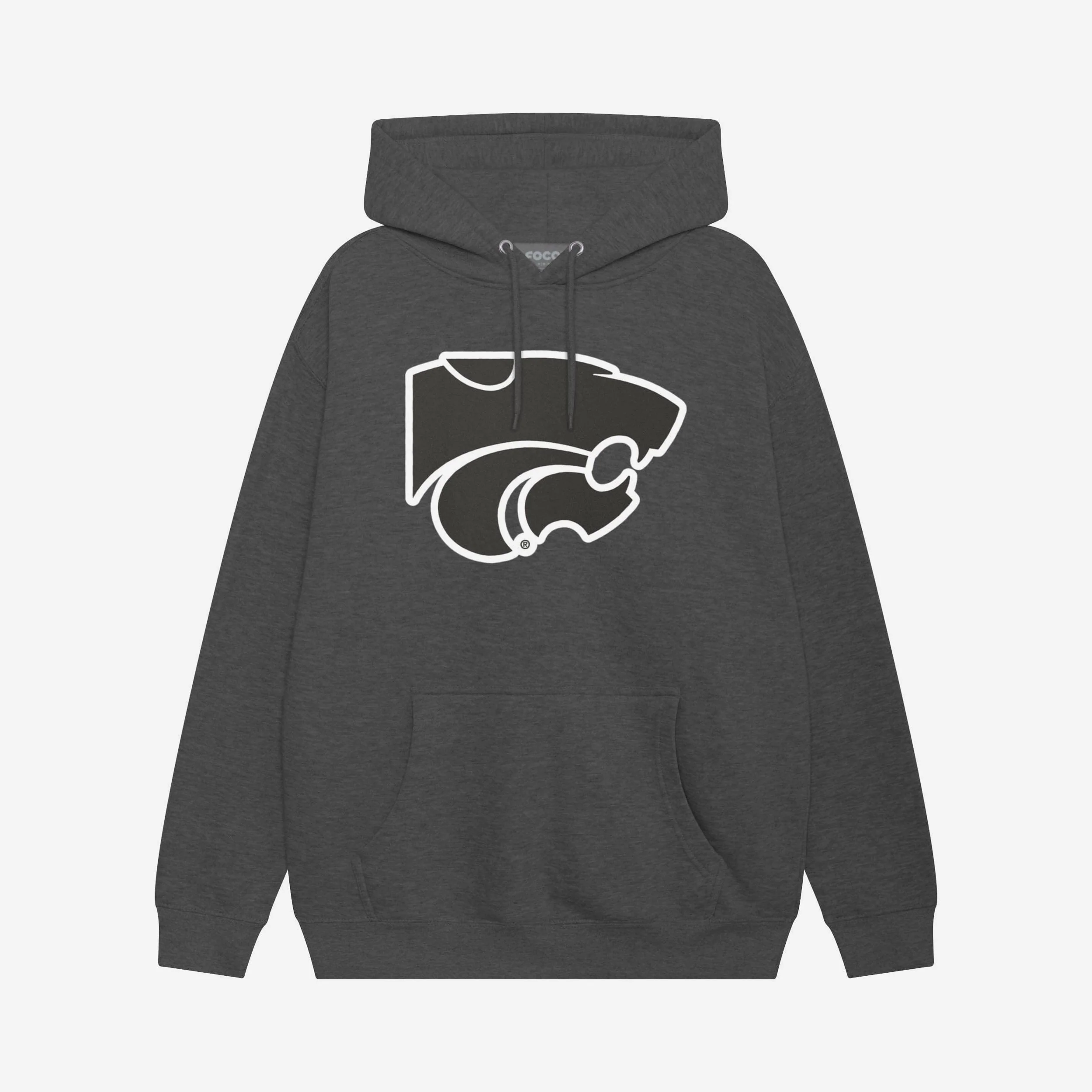 Kansas State Wildcats Black & White Primary Logo Hoodie