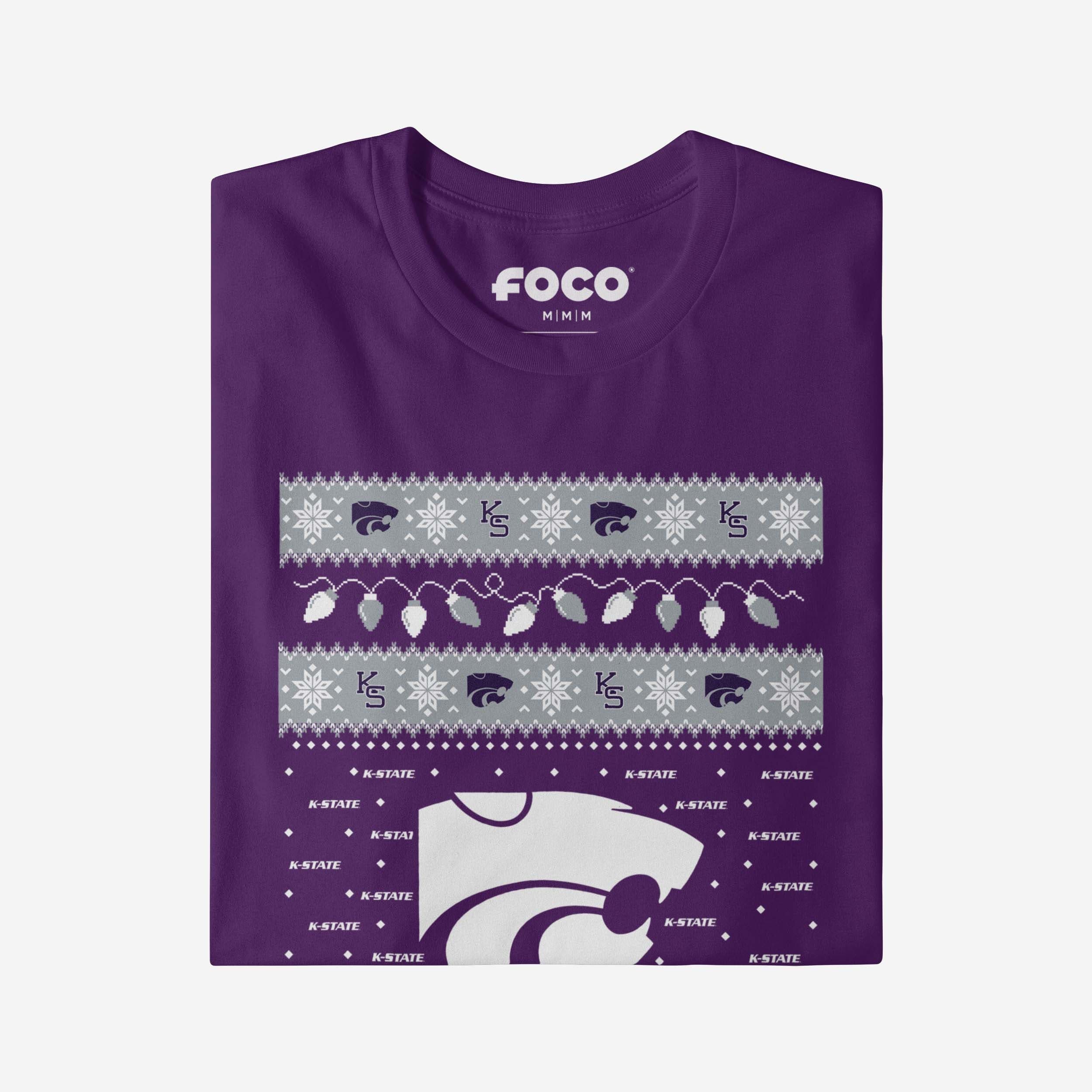 Kansas State Wildcats Holiday Lights Sweater Long Sleeve T-Shirt - Image 4