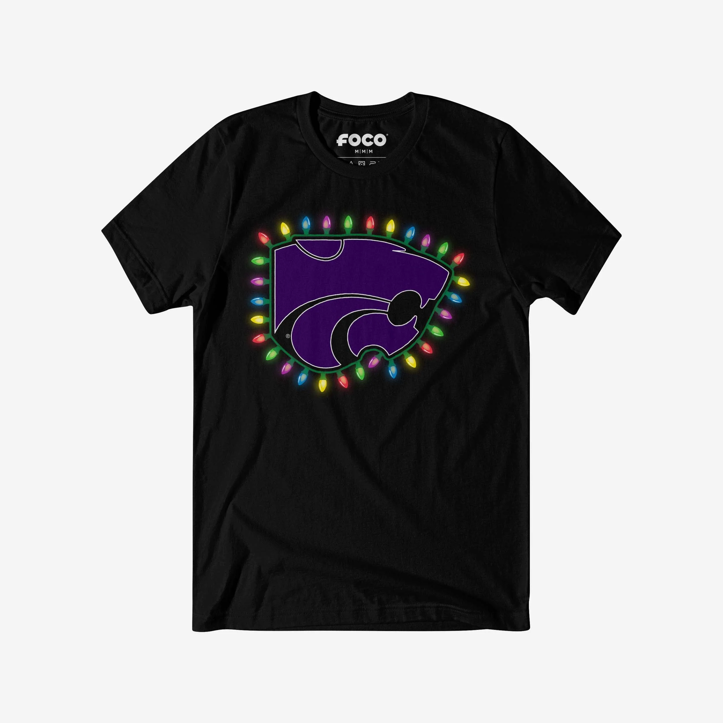 Kansas State Wildcats Primary Logo Holiday Lights T-Shirt