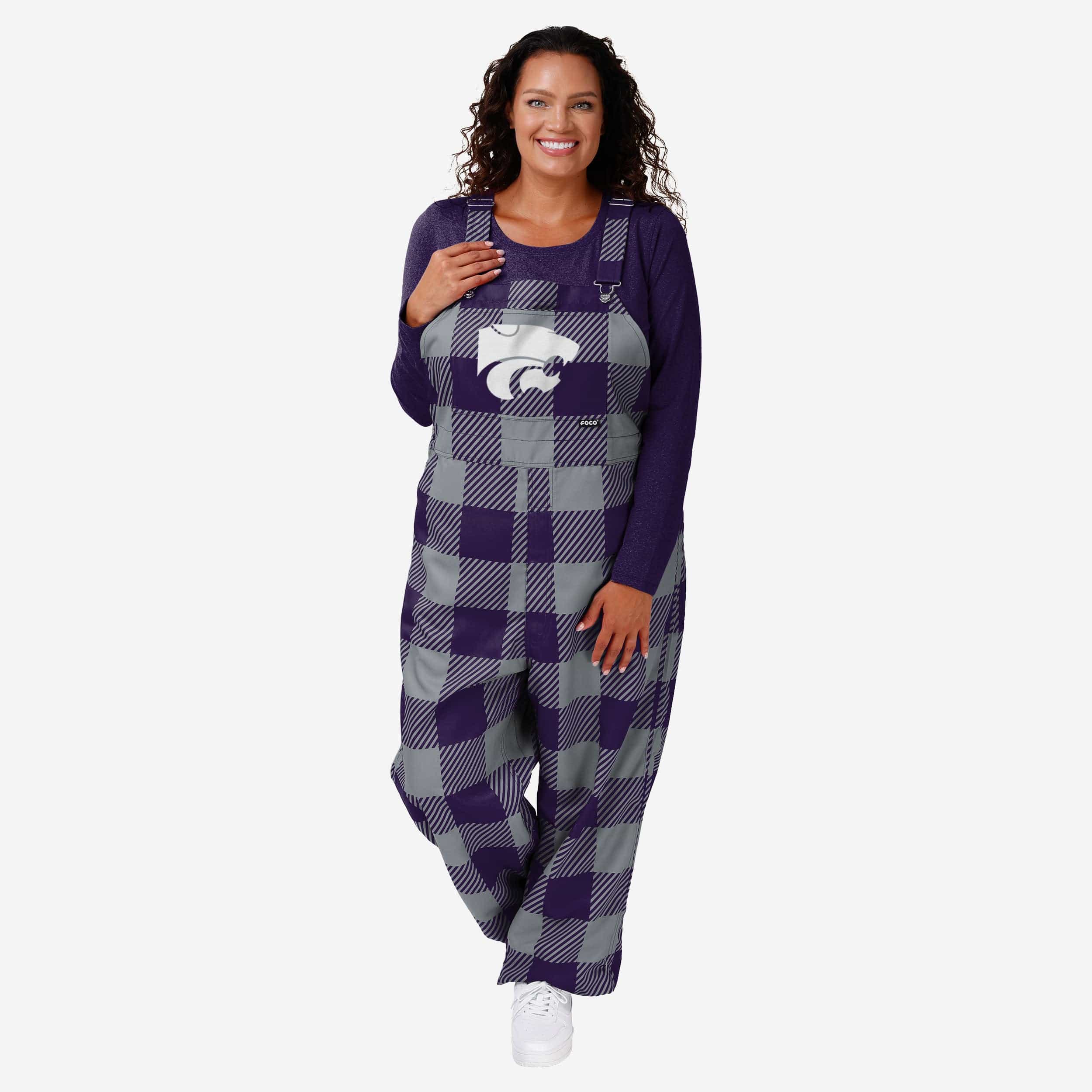 Kansas State Wildcats Womens Plaid Bib Overalls