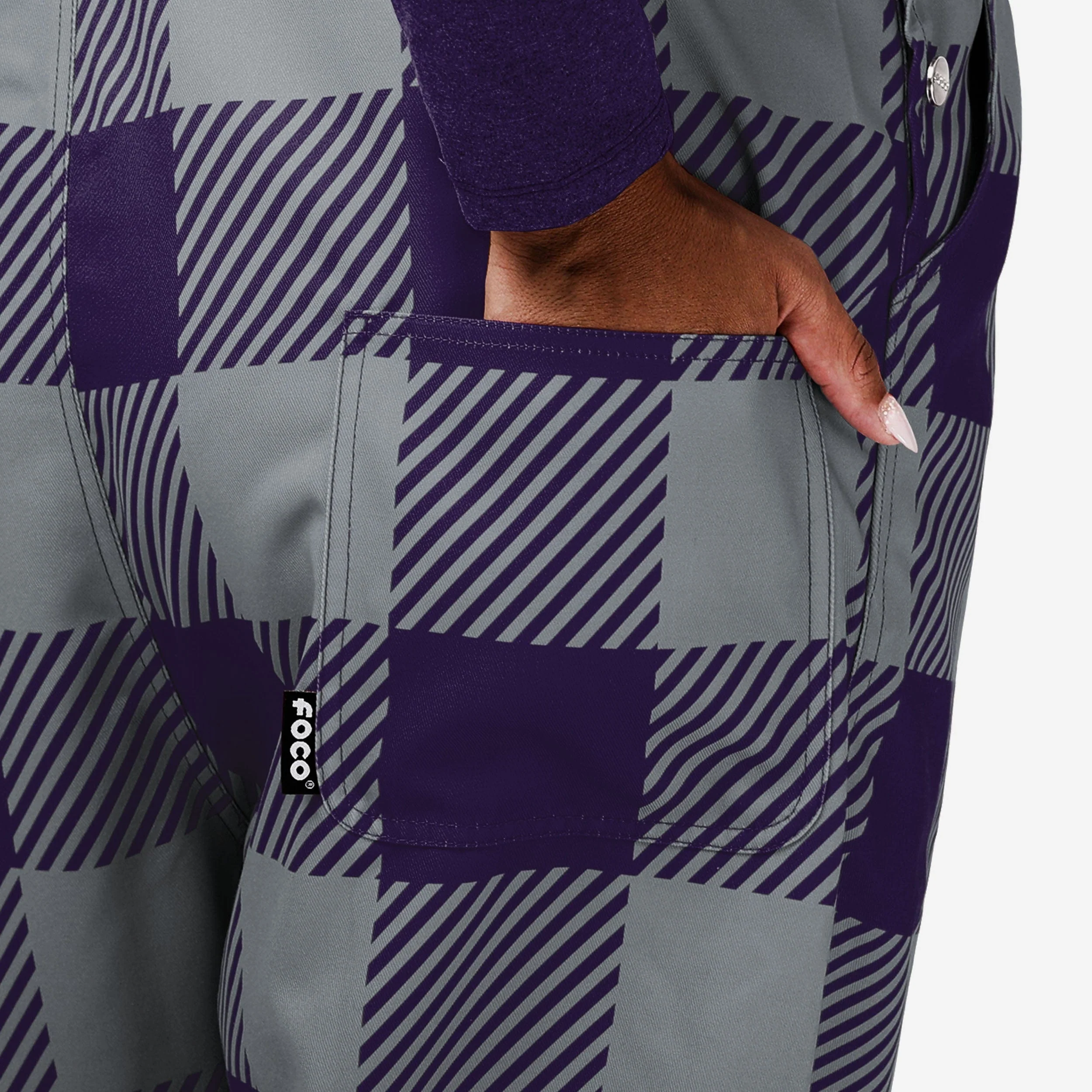 Kansas State Wildcats Womens Plaid Bib Overalls - Image 6