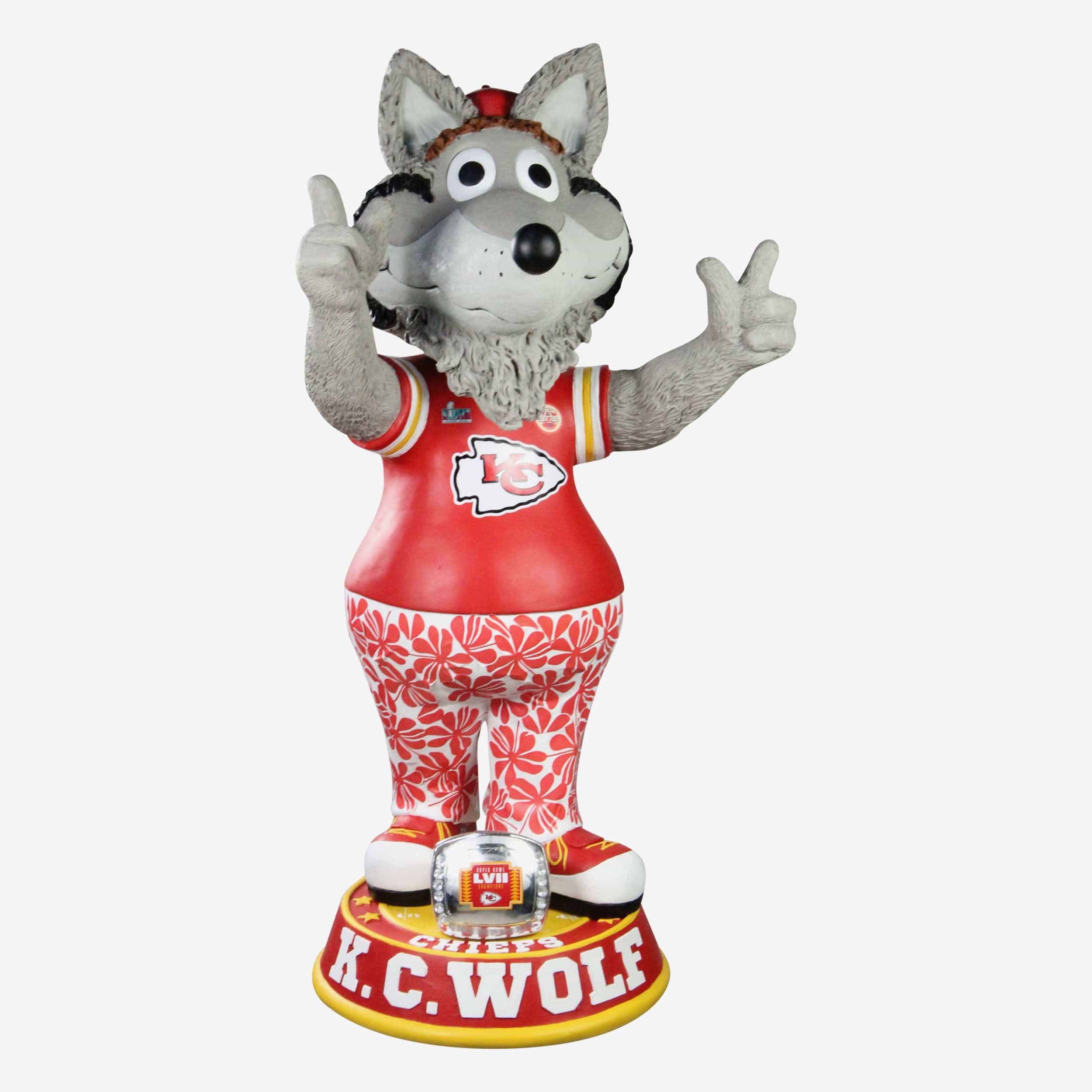 KC Wolf Kansas City Chiefs Super Bowl LVII Champions Floral Pants 3 Ft Mascot Bobblehead