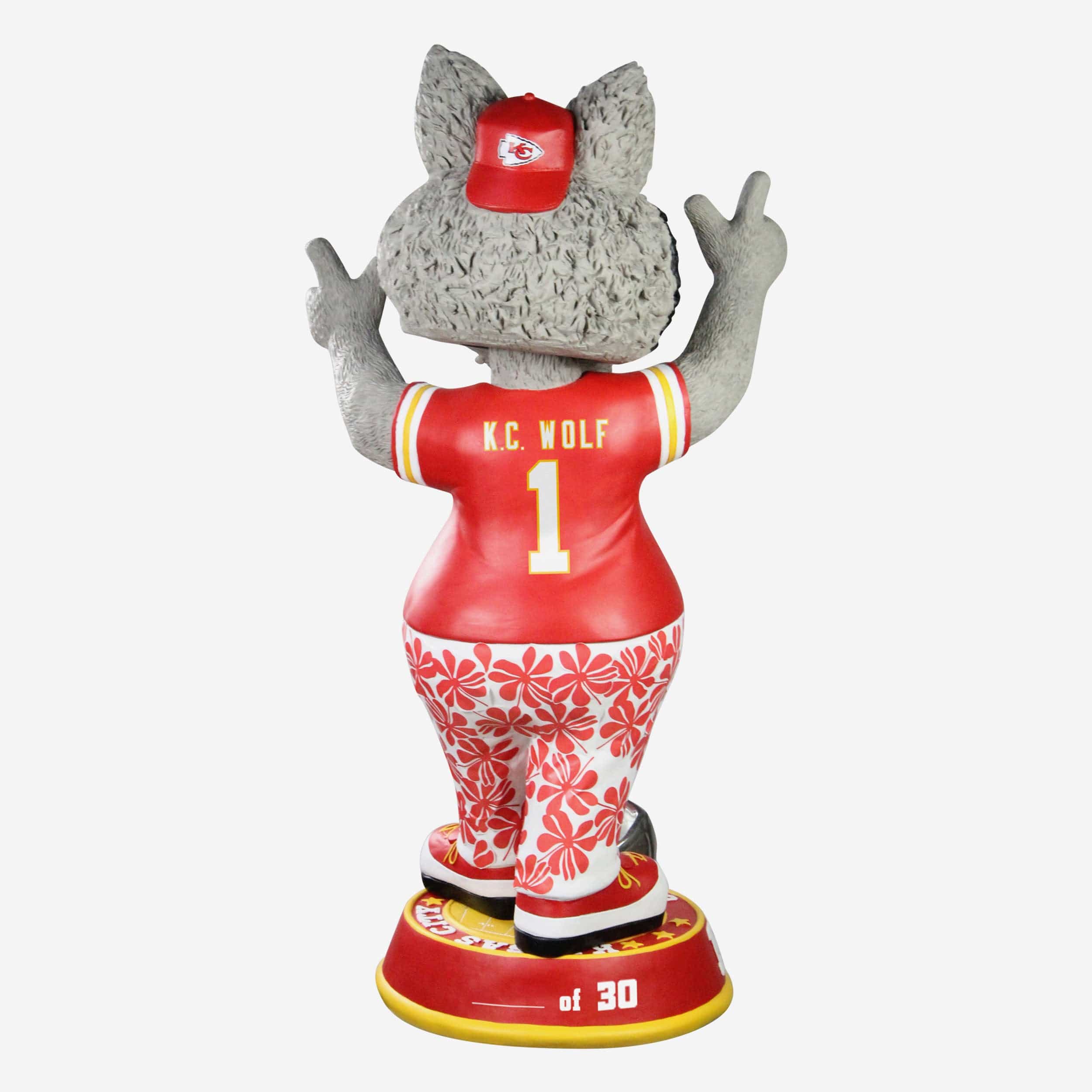 KC Wolf Kansas City Chiefs Super Bowl LVII Champions Floral Pants 3 Ft Mascot Bobblehead - Image 5