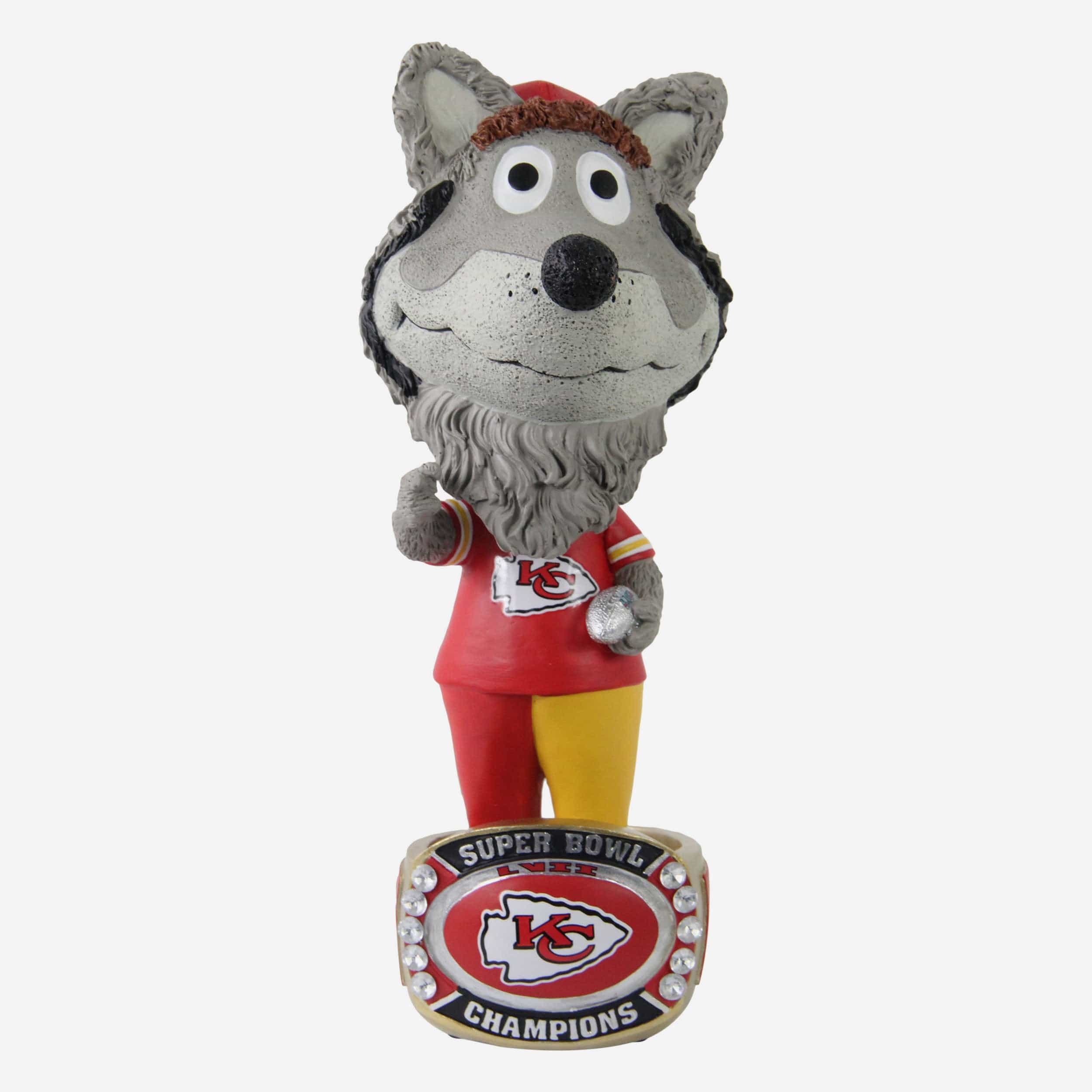 KC Wolf Kansas City Chiefs Super Bowl LVII Champions Ring Base Mascot Bighead Bobblehead