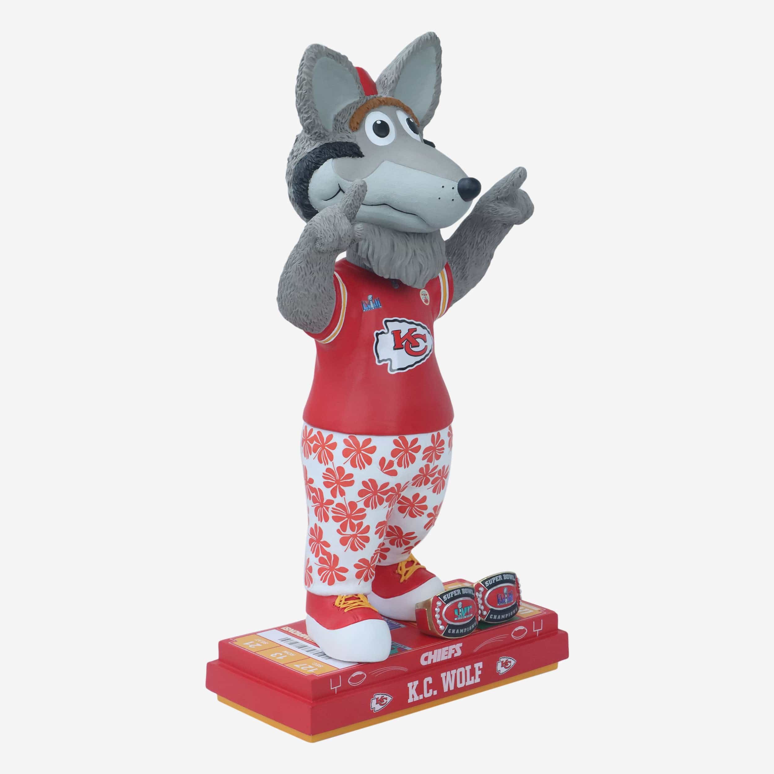KC Wolf Kansas City Chiefs Super Bowl LVIII Champions 18 in Mascot Bobblehead - Image 4