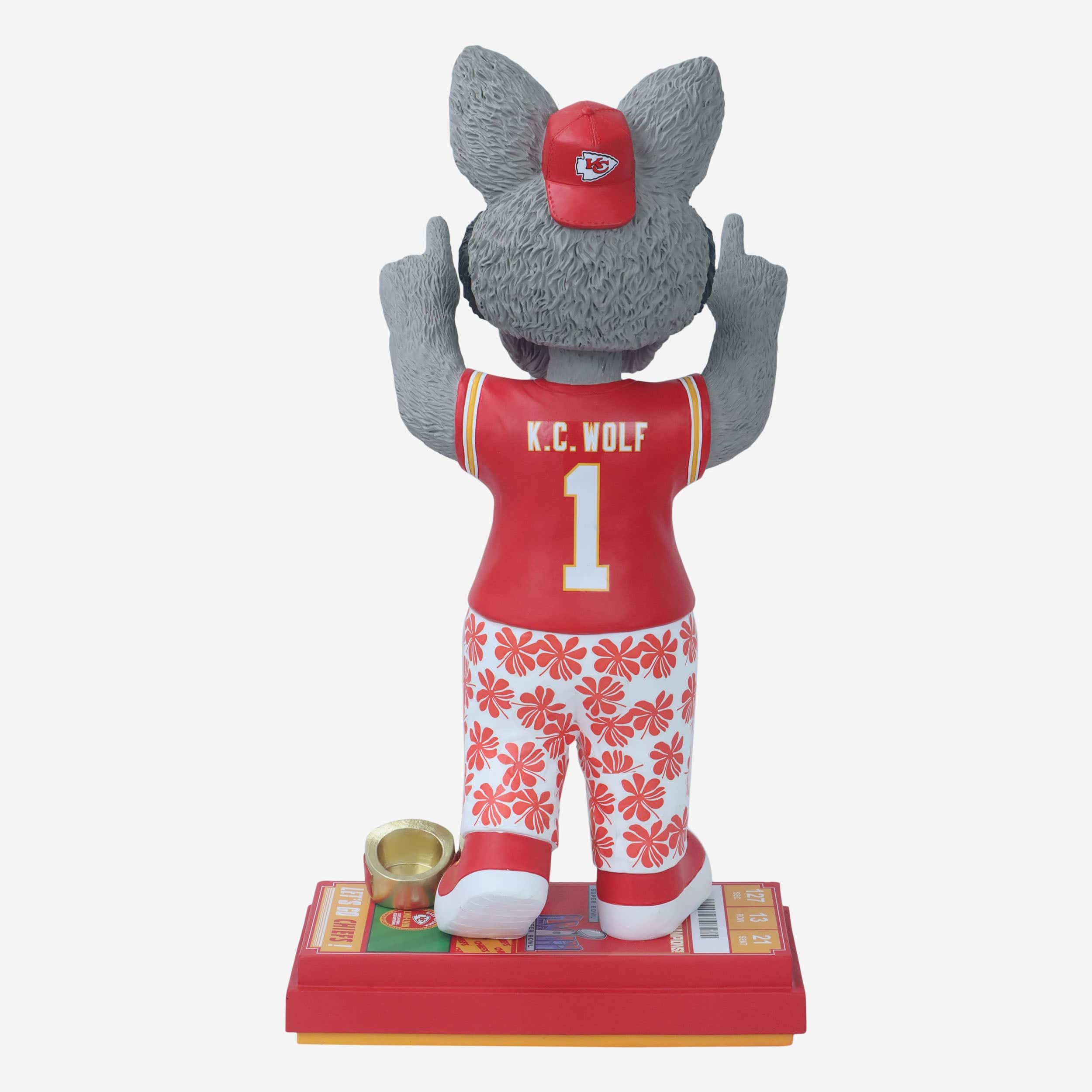 KC Wolf Kansas City Chiefs Super Bowl LVIII Champions 18 in Mascot Bobblehead - Image 5