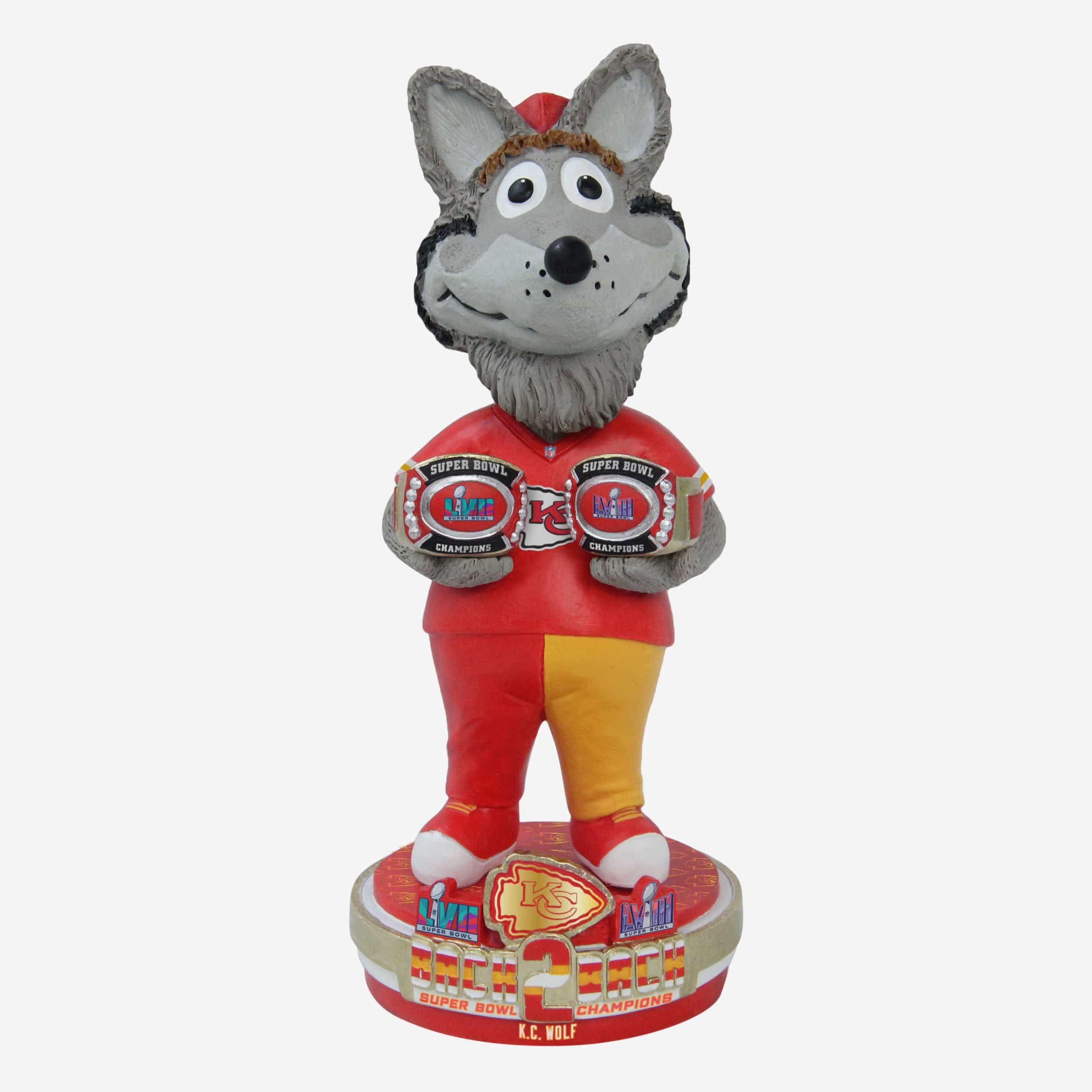KC Wolf Kansas City Chiefs Super Bowl LVIII Champions Mascot Bobblehead