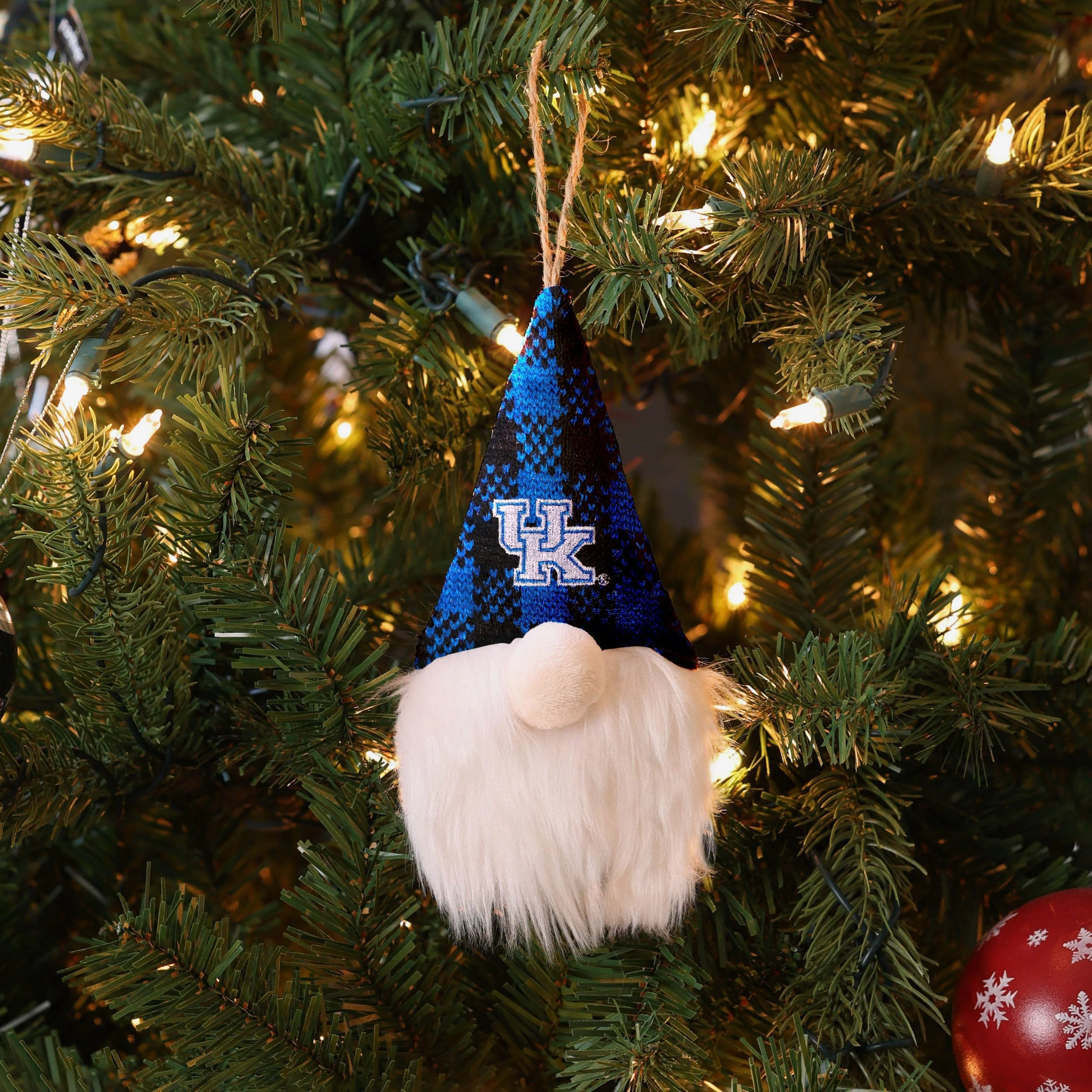 Kentucky Wildcats Plaid Hat Plush Gnome Ornament - Image 3