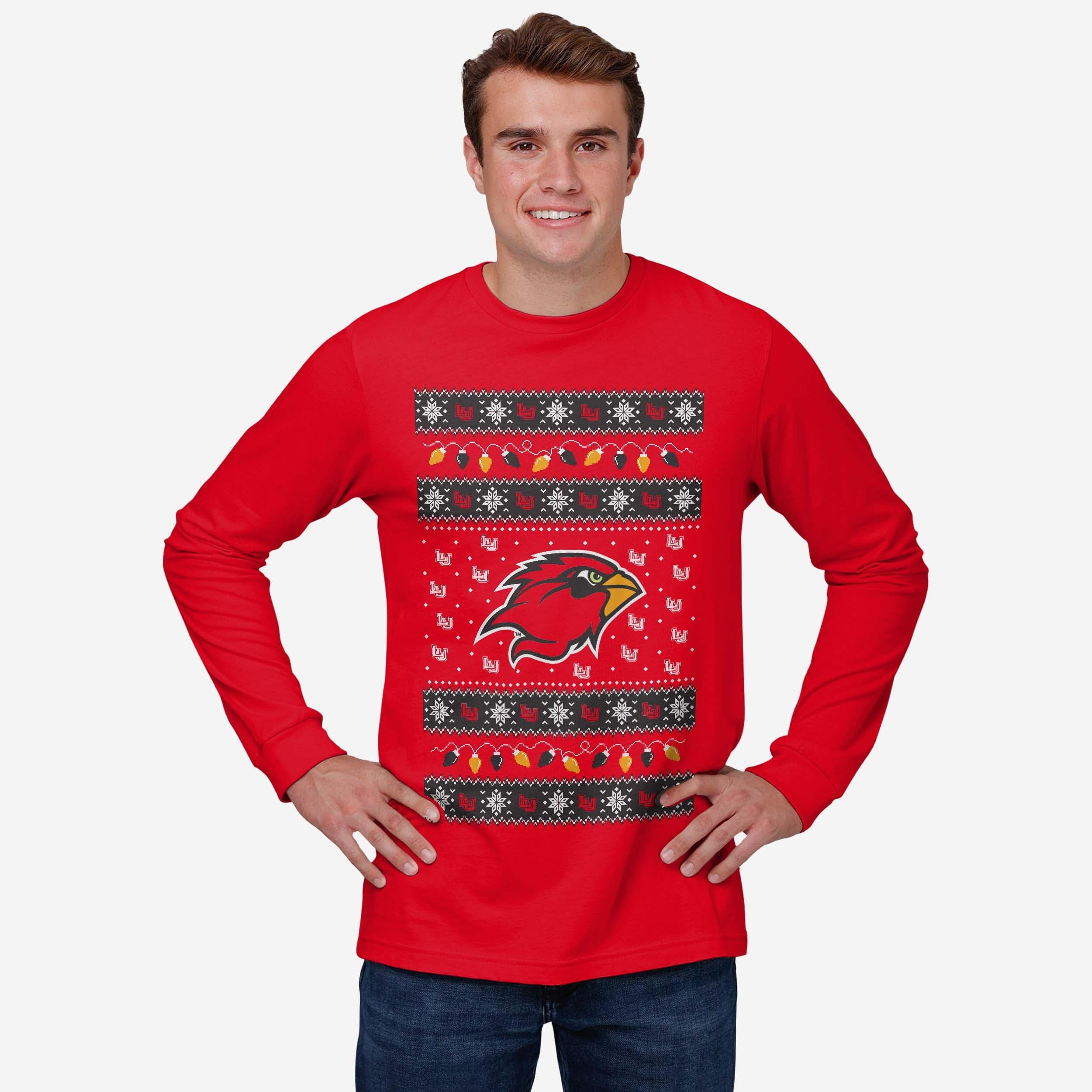 Lamar Cardinals Holiday Lights Sweater Long Sleeve T-Shirt - Image 2
