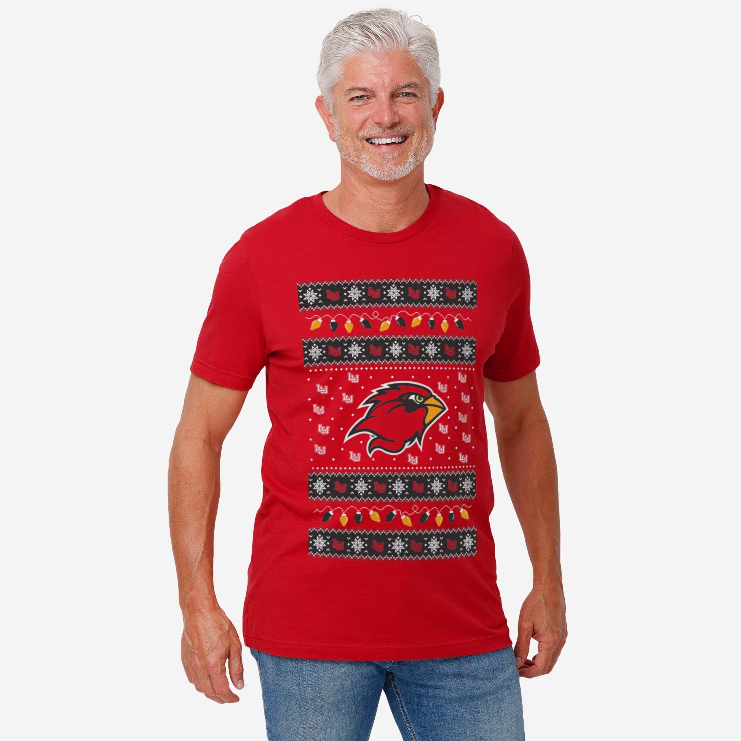 Lamar Cardinals Holiday Lights Sweater T-Shirt - Image 2