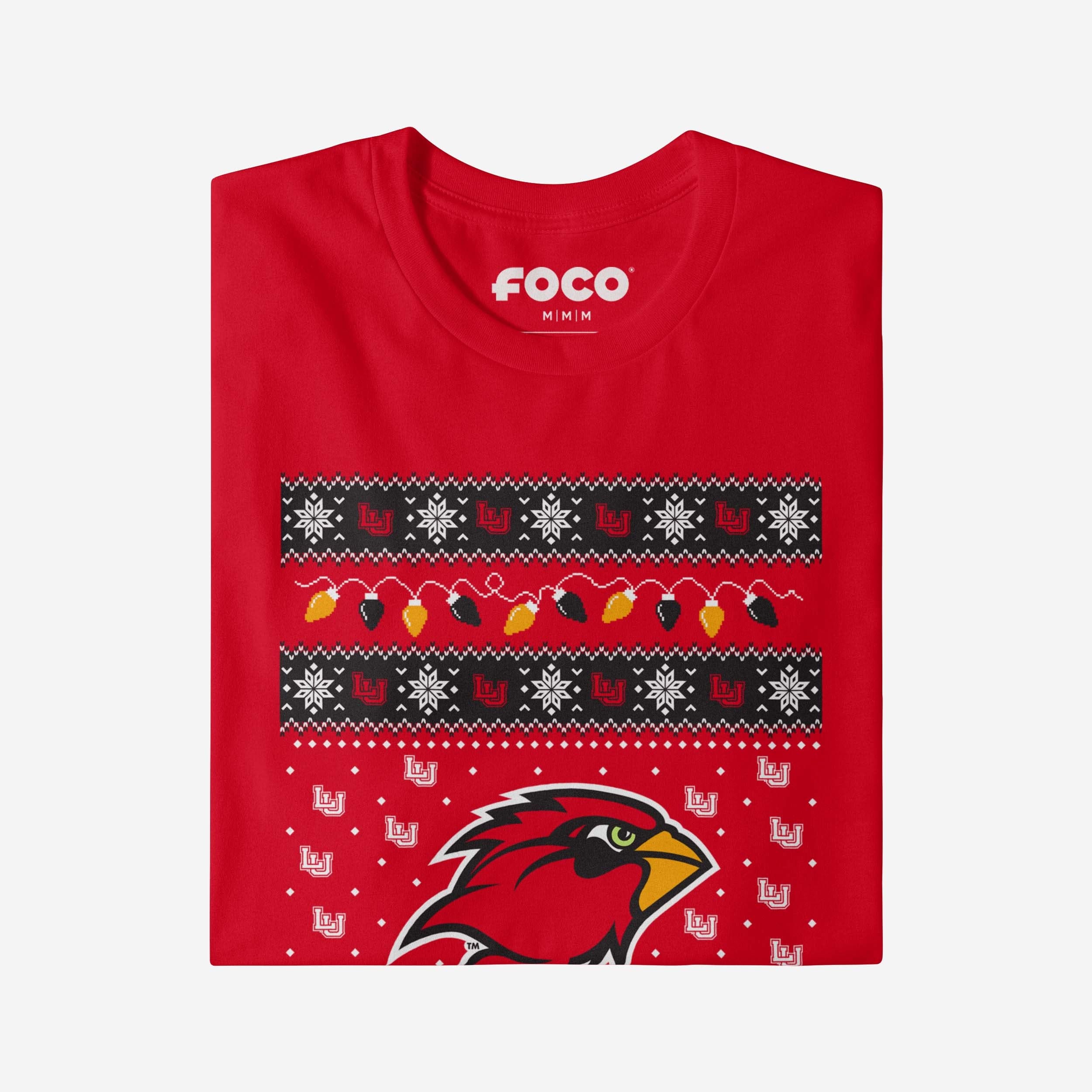 Lamar Cardinals Holiday Lights Sweater T-Shirt - Image 4