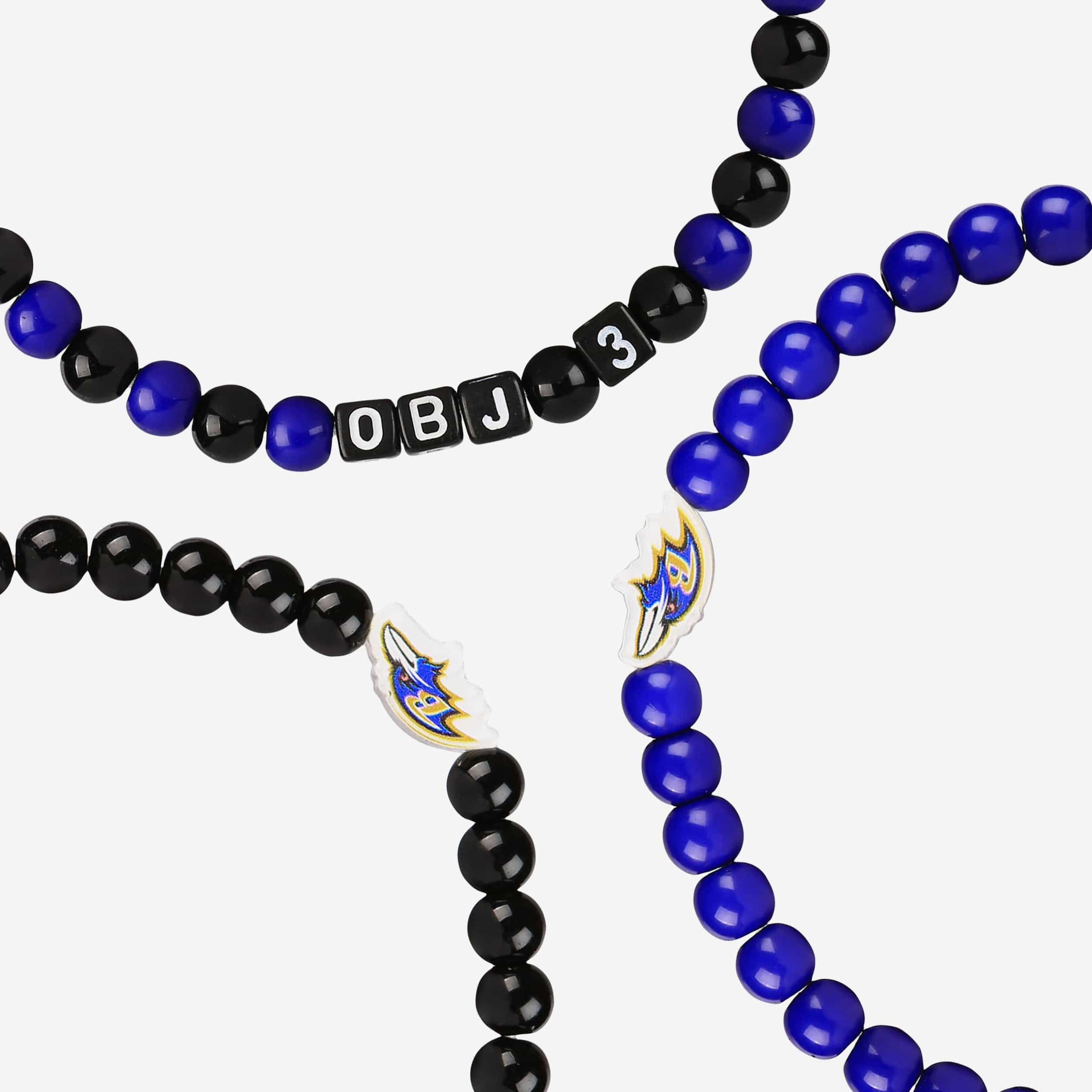 Lamar Jackson & Odell Beckham Jr Baltimore Ravens 3 Pack Player Beaded Friendship Bracelet - Image 2