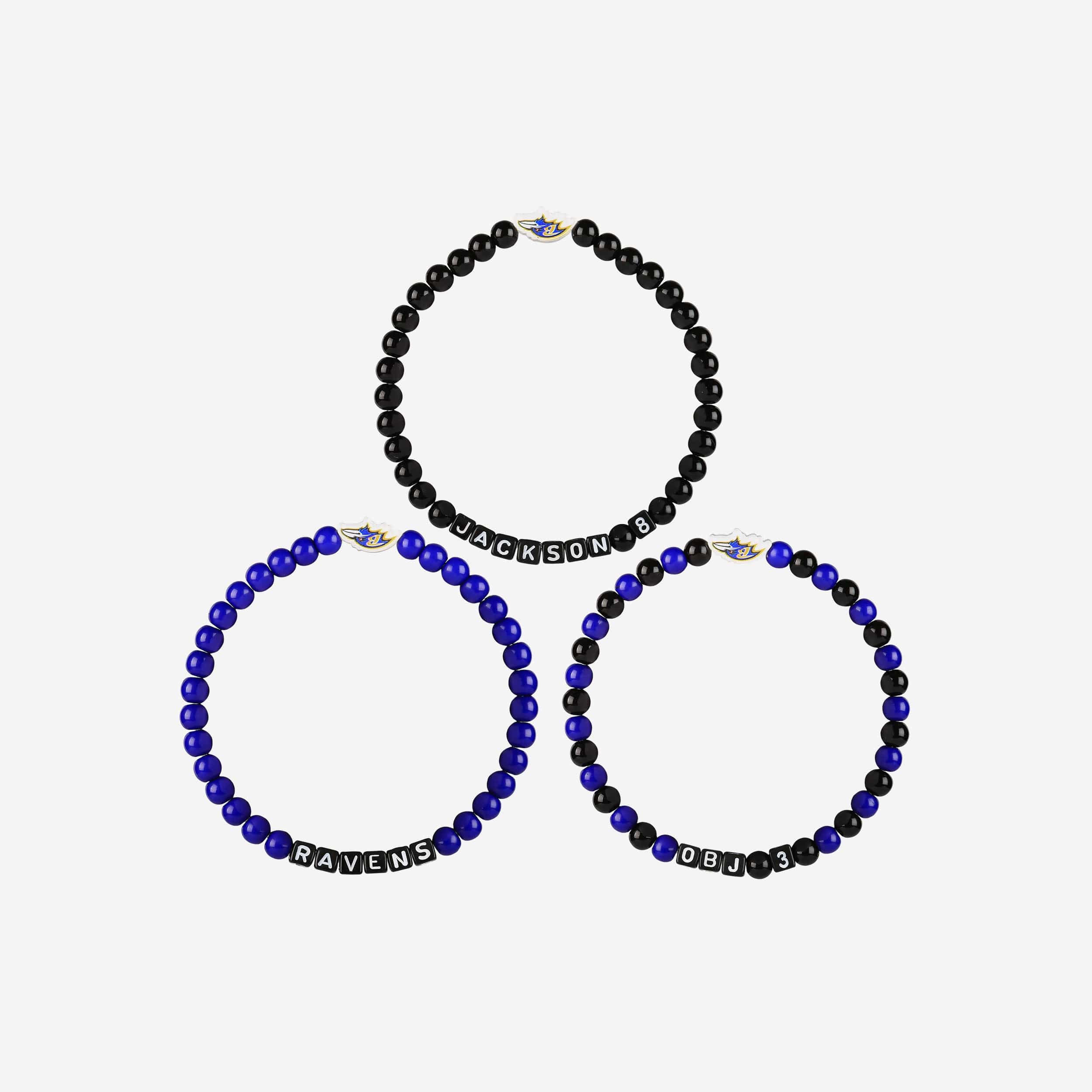 Lamar Jackson & Odell Beckham Jr Baltimore Ravens 3 Pack Player Beaded Friendship Bracelet - Image 3