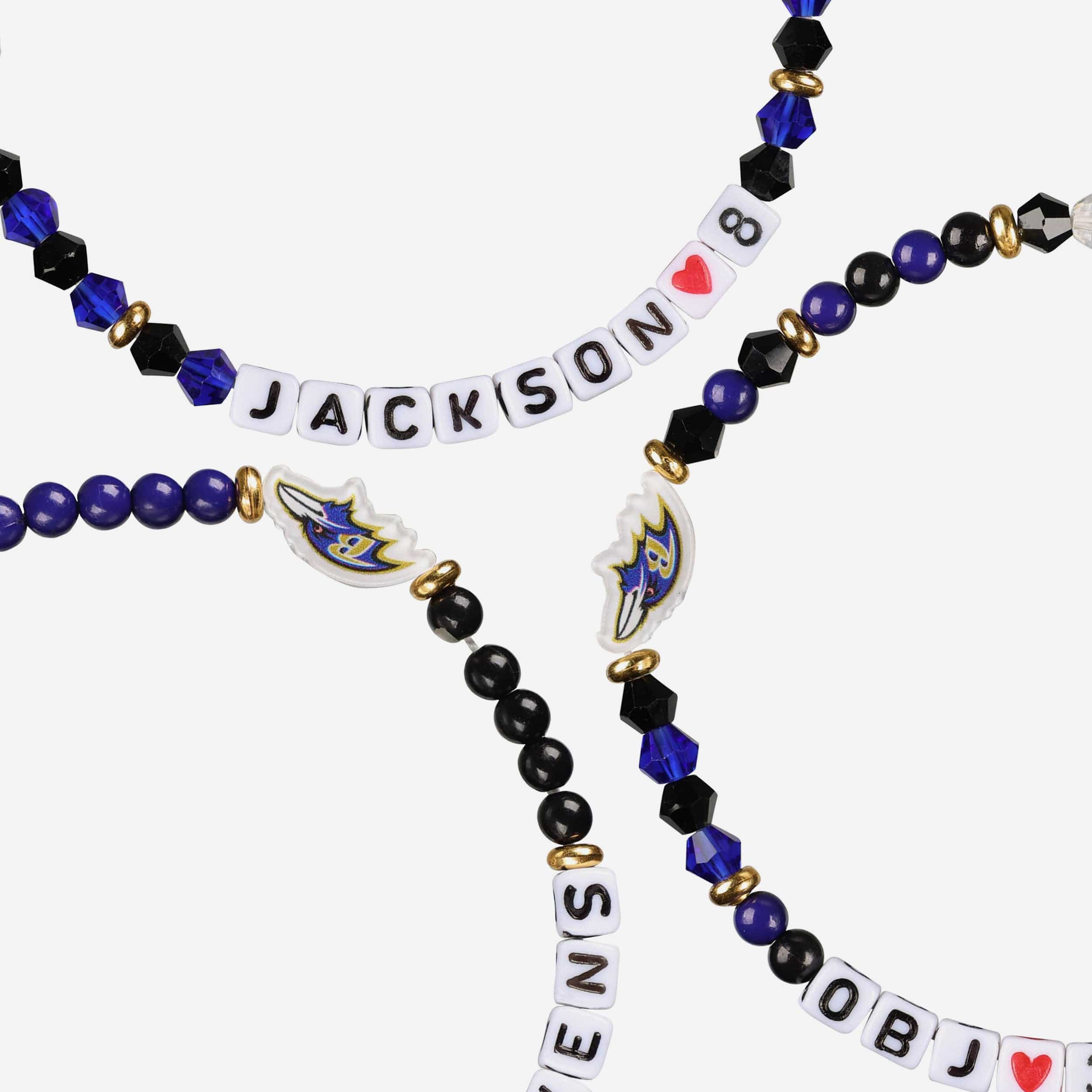 Lamar Jackson & Odell Beckham Jr Baltimore Ravens 3 Pack Player Friendship Bracelet - Image 2