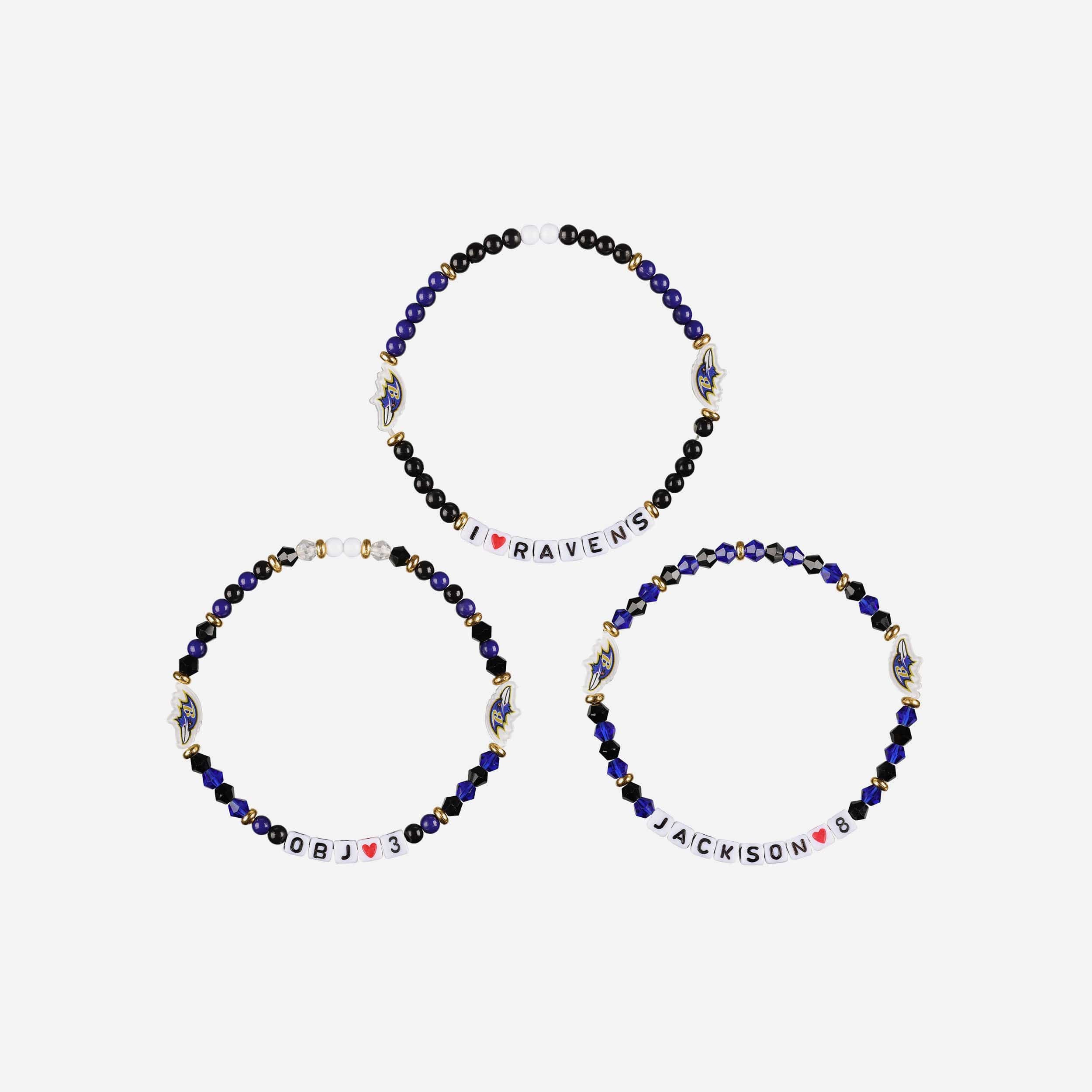 Lamar Jackson & Odell Beckham Jr Baltimore Ravens 3 Pack Player Friendship Bracelet - Image 3