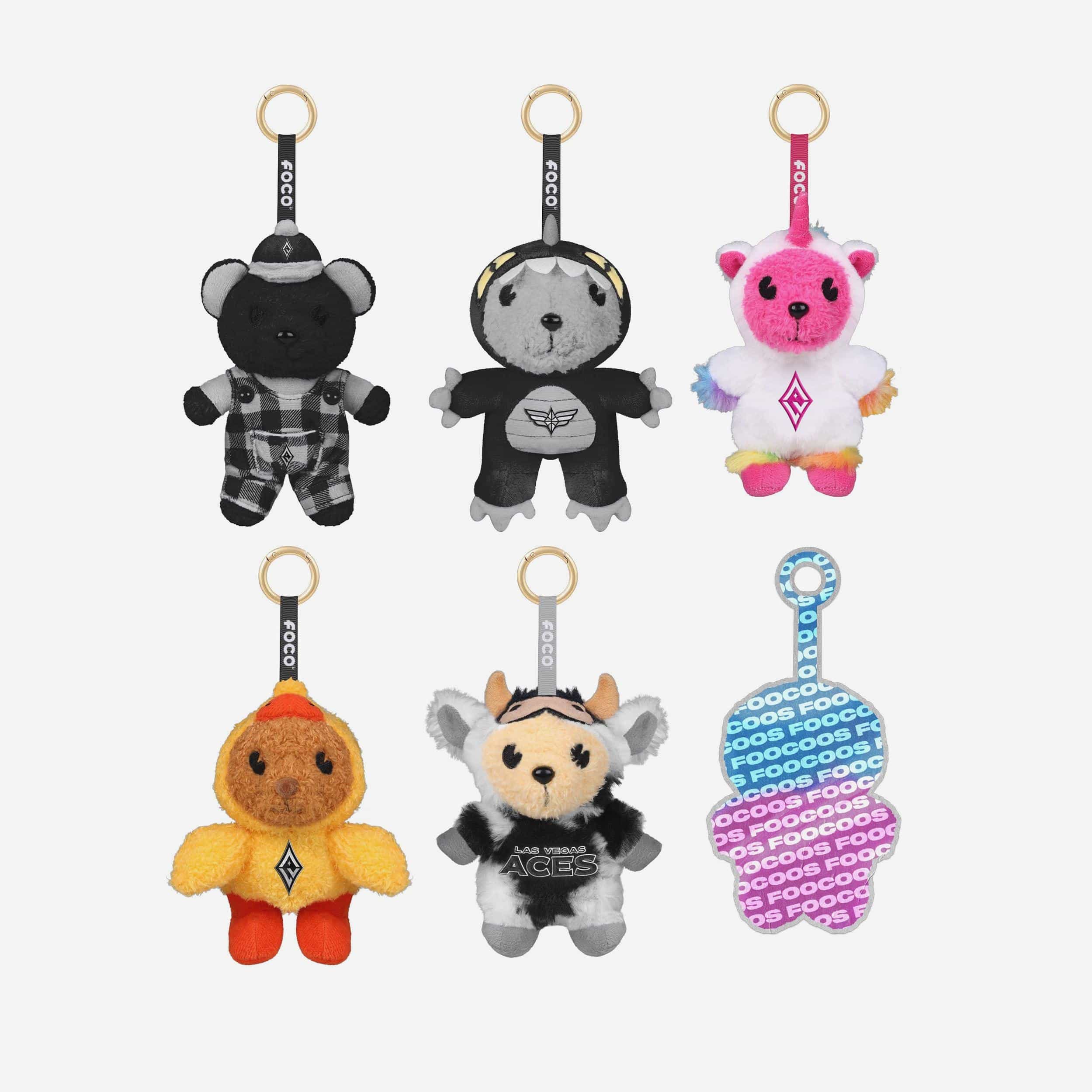 Las Vegas Aces FOOCOOS Plush Bag Charm Keychain Blind Box Series 1