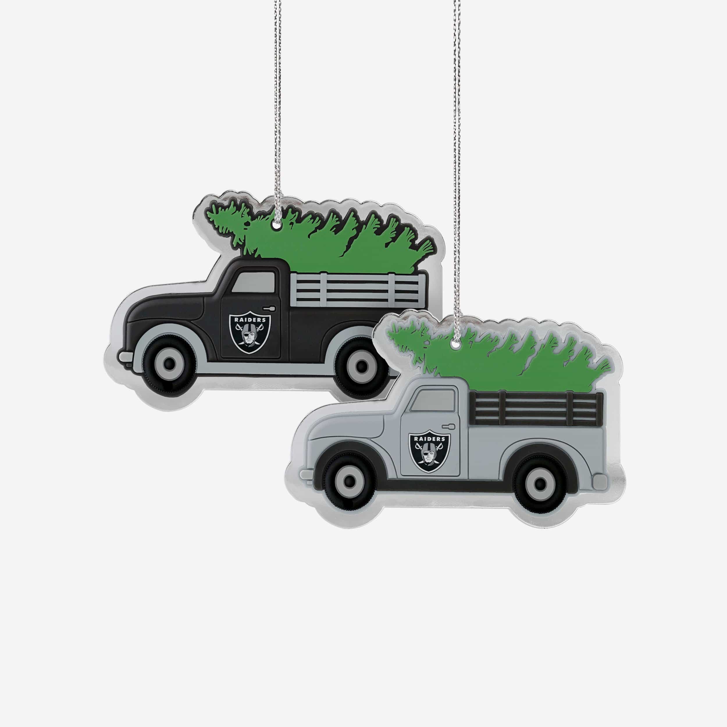 Las Vegas Raiders 2 Pack Flat Metal Truck Ornaments