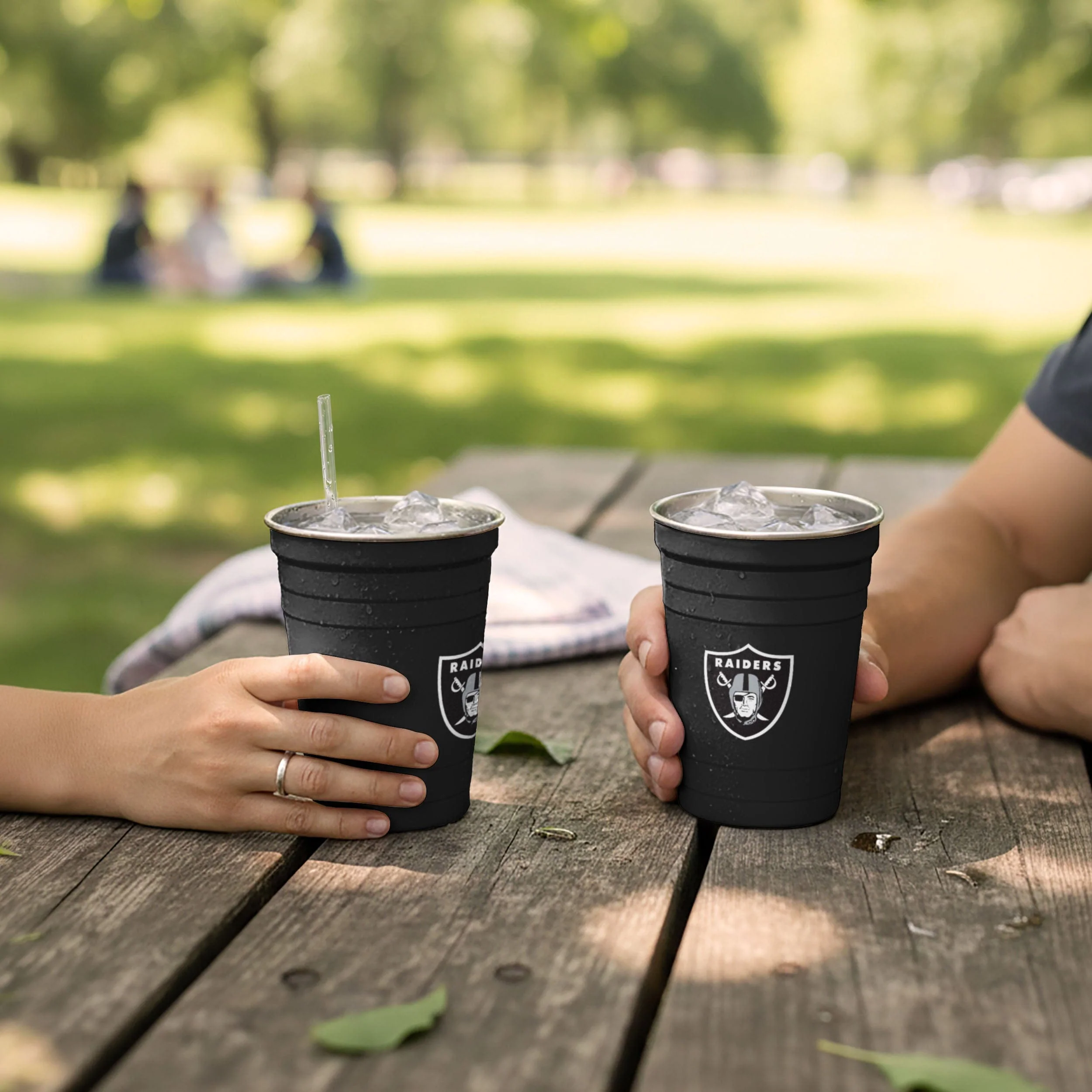Las Vegas Raiders 2 Pack Reusable Stainless Steel 16 oz Tumbler Cup - Image 3