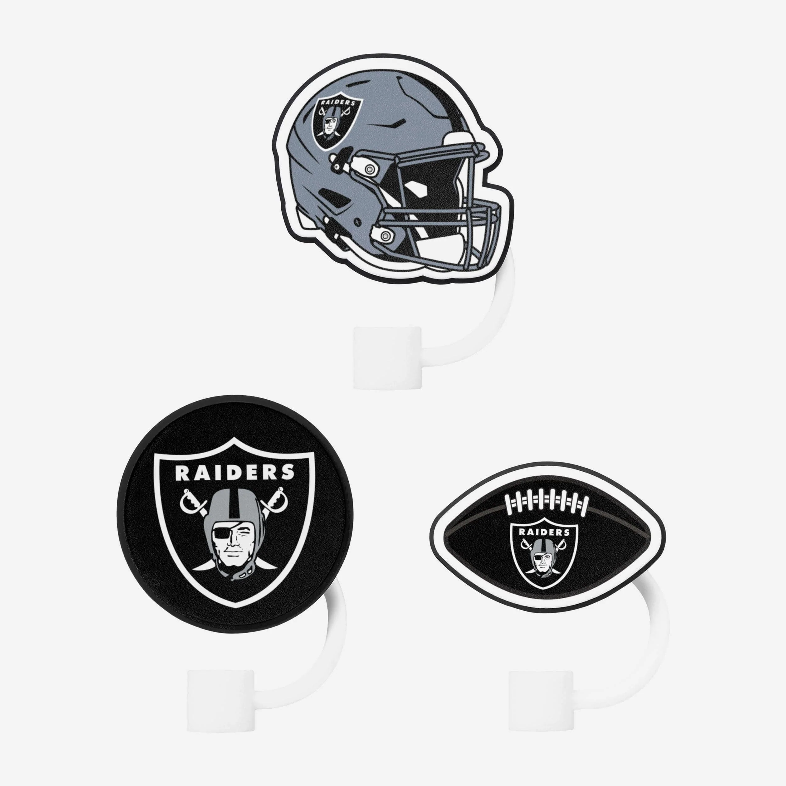 Las Vegas Raiders 3 Pack Primary Logo Straw Toppers