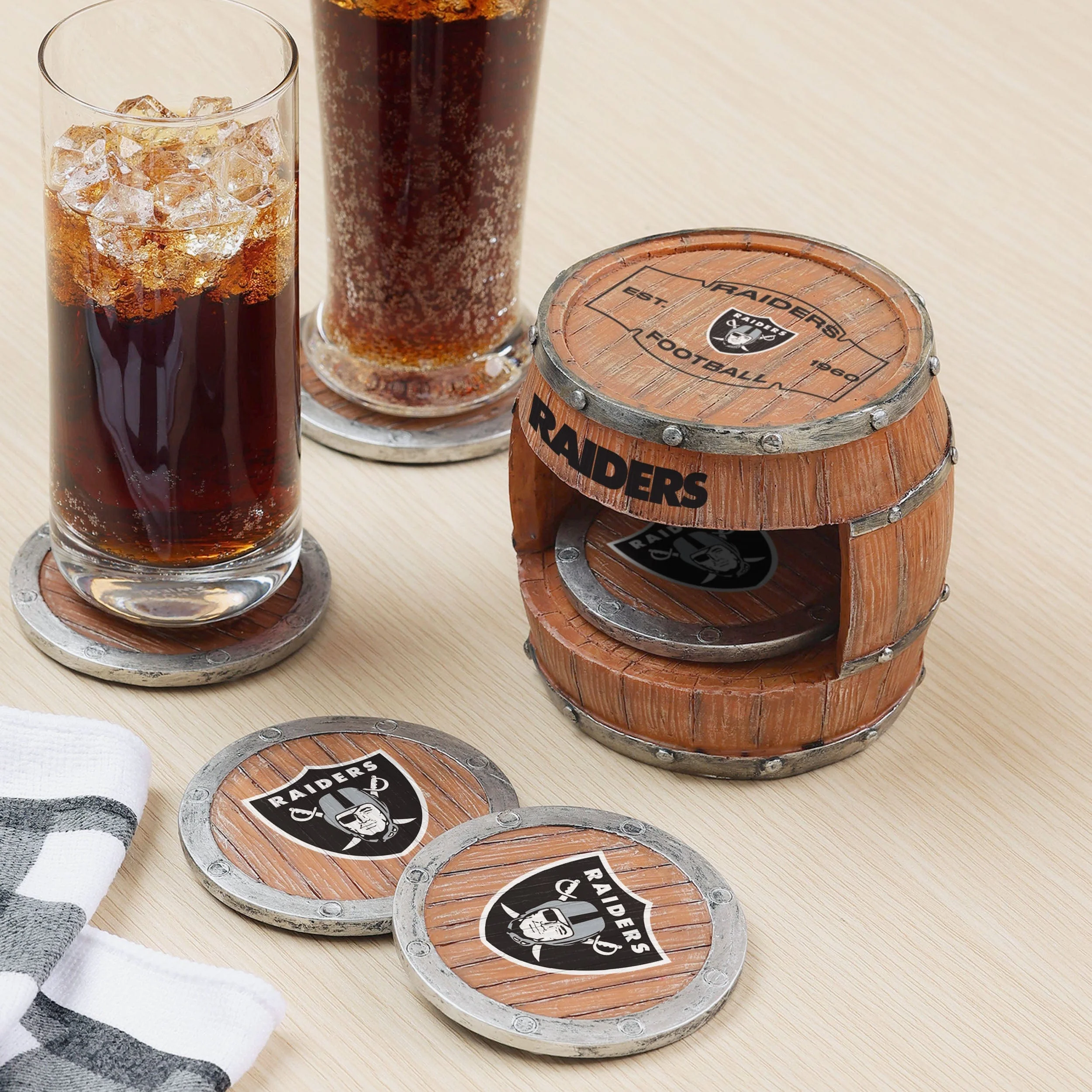 Las Vegas Raiders 5 Pack Barrel Coaster Set - Image 2
