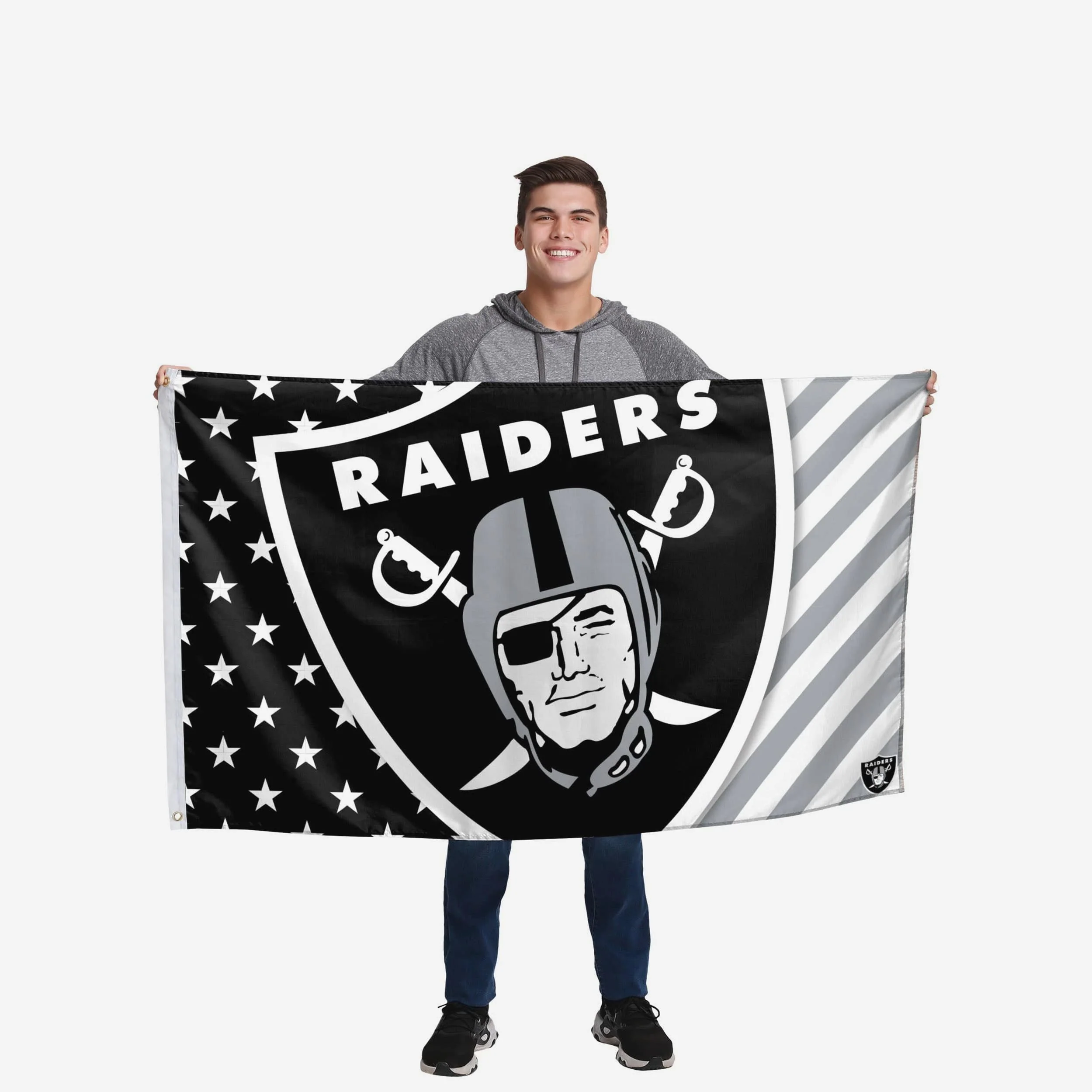 Las Vegas Raiders Big Logo Americana Horizontal Flag - Image 2