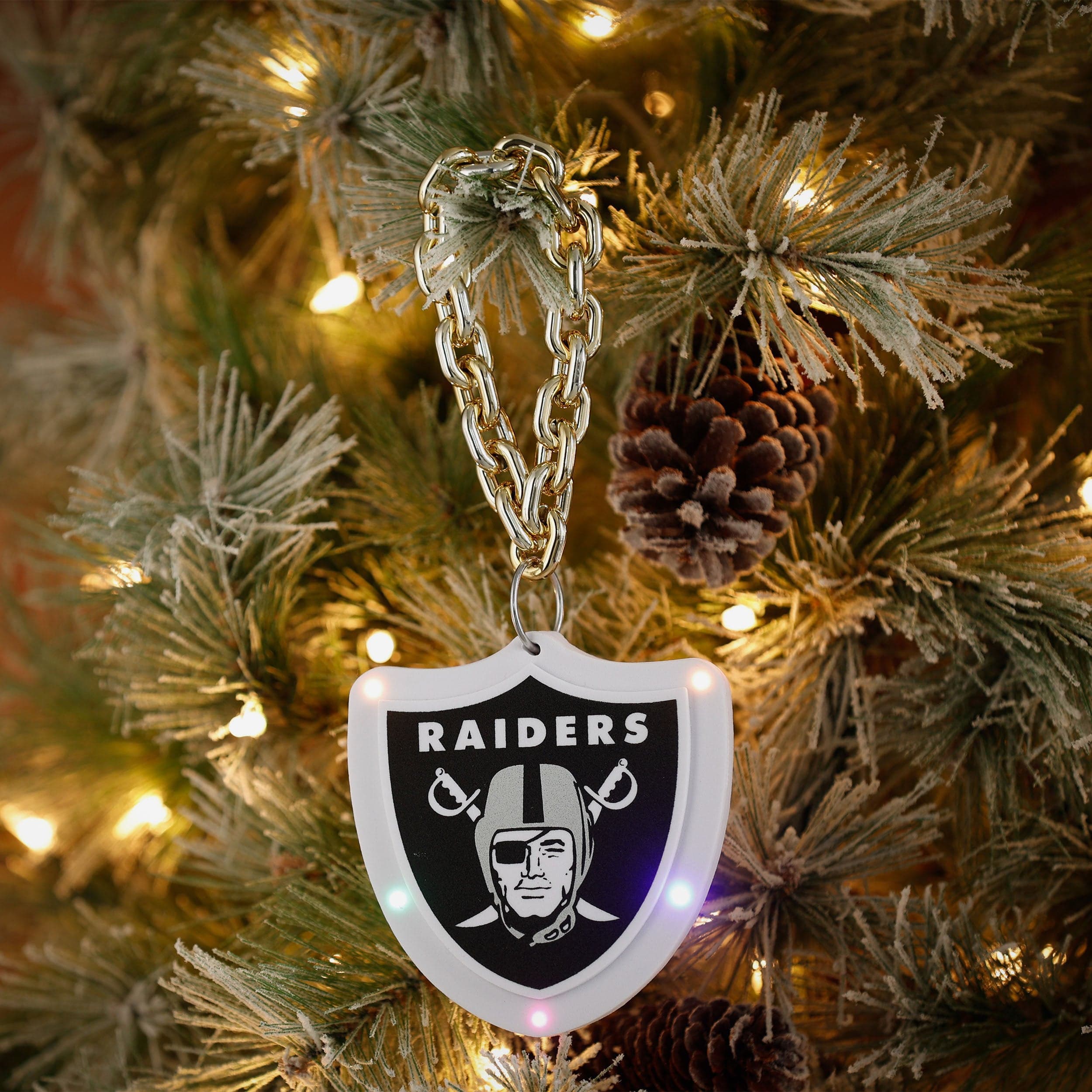 Las Vegas Raiders Big Logo Light Up Chain Ornament - Image 3
