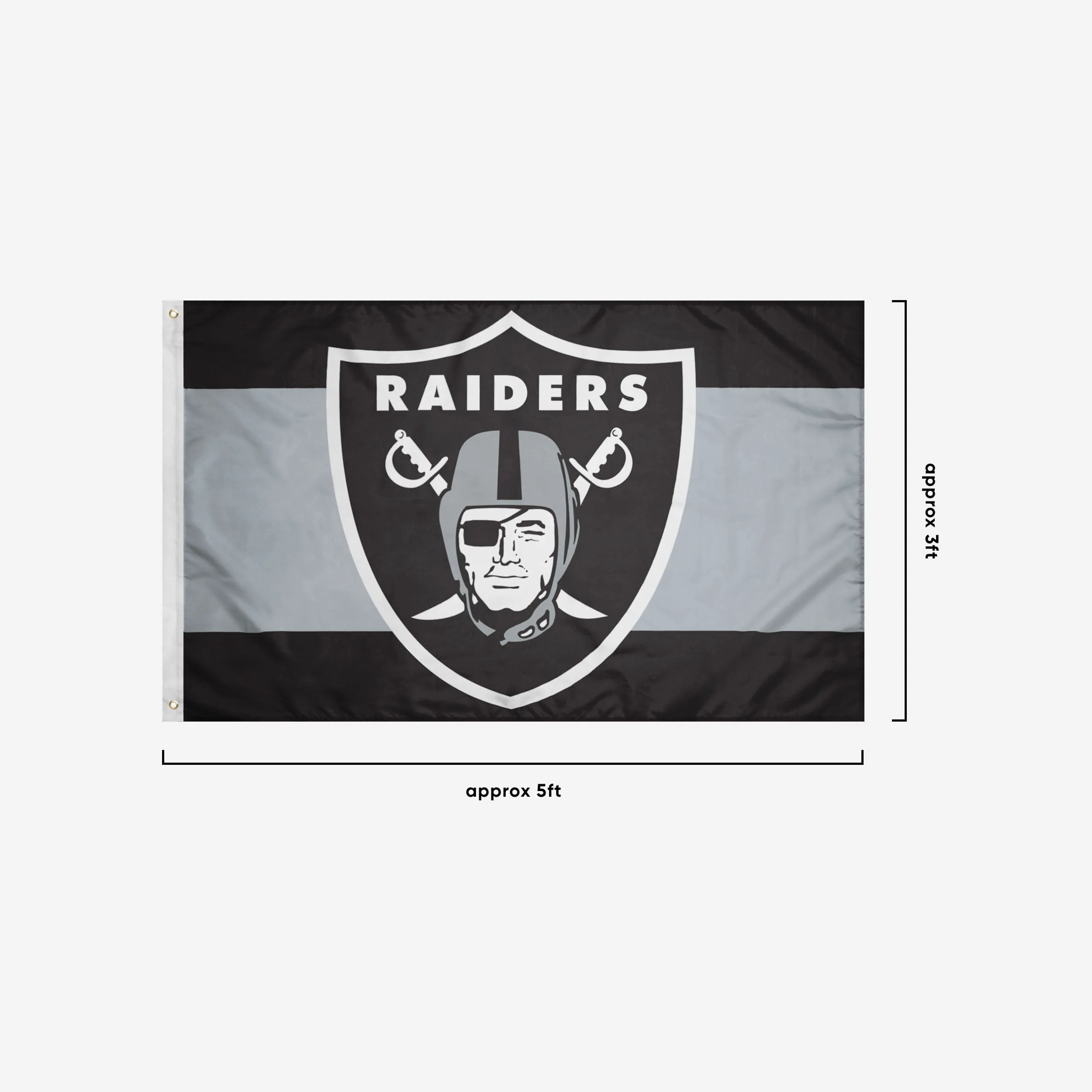 Las Vegas Raiders Big Logo Team Stripe Horizontal Flag - Image 3