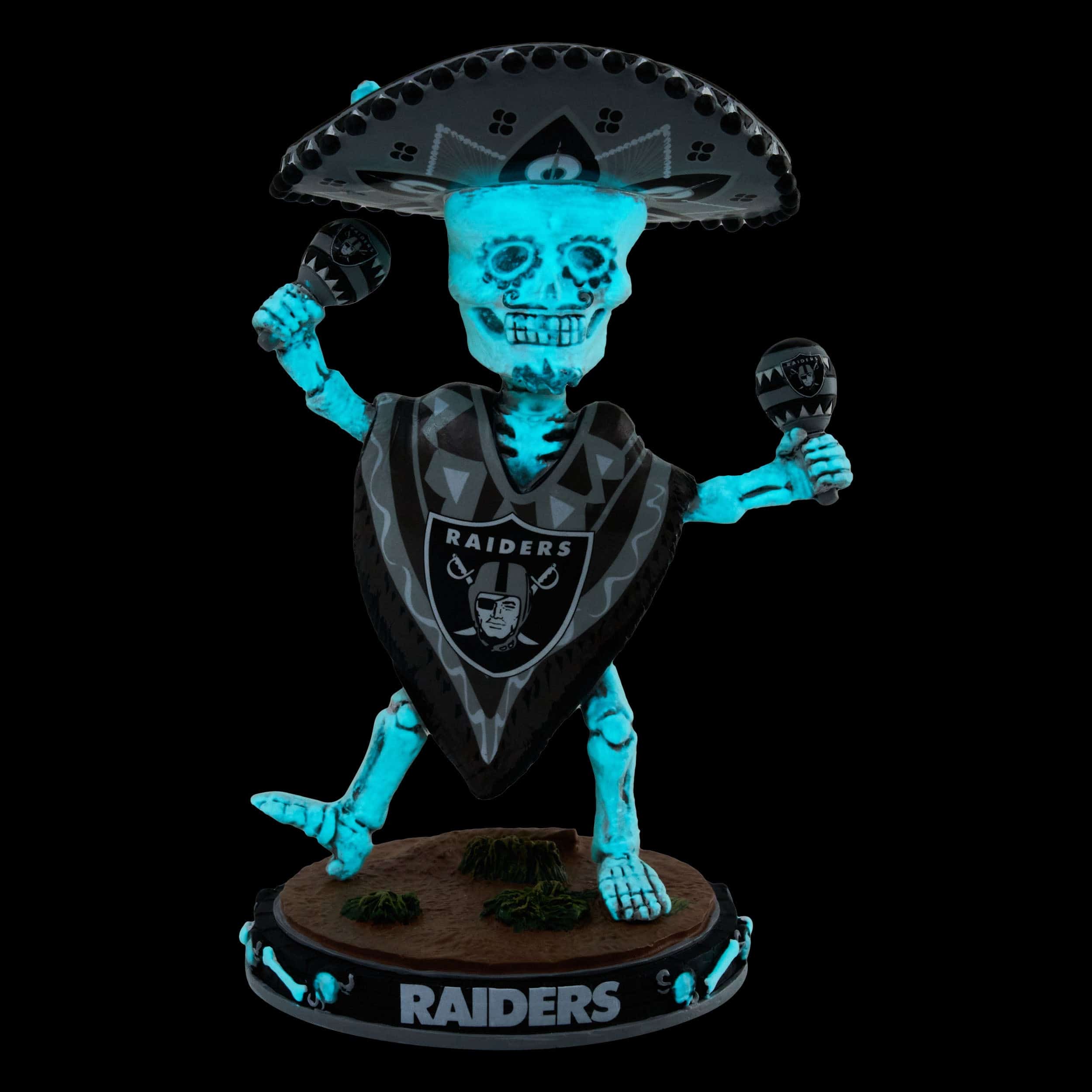 Las Vegas Raiders Calavera Glow in the Dark Bobblehead - Image 2