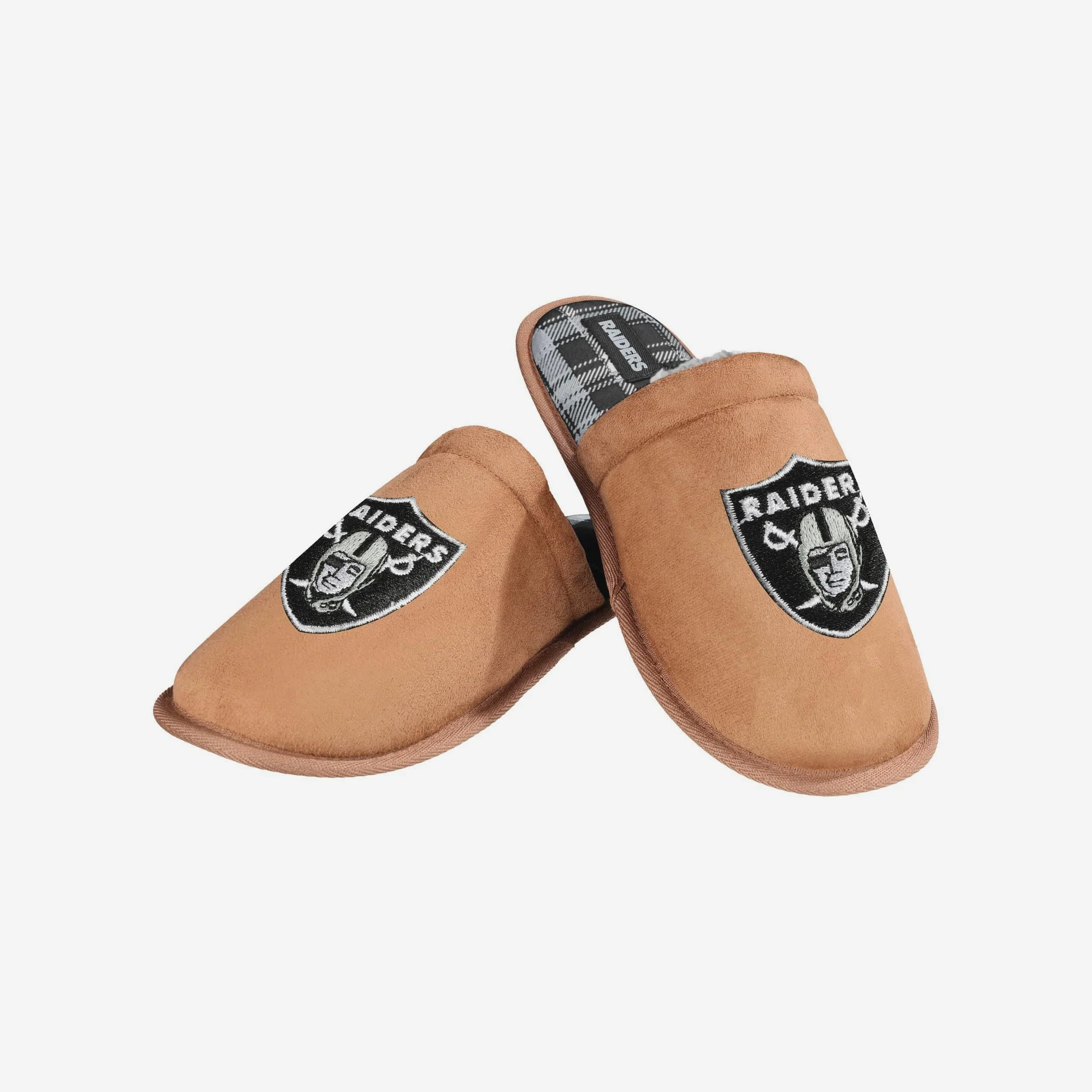 Las Vegas Raiders Flannel Lined Brown Suede Scuff Slipper - Image 3