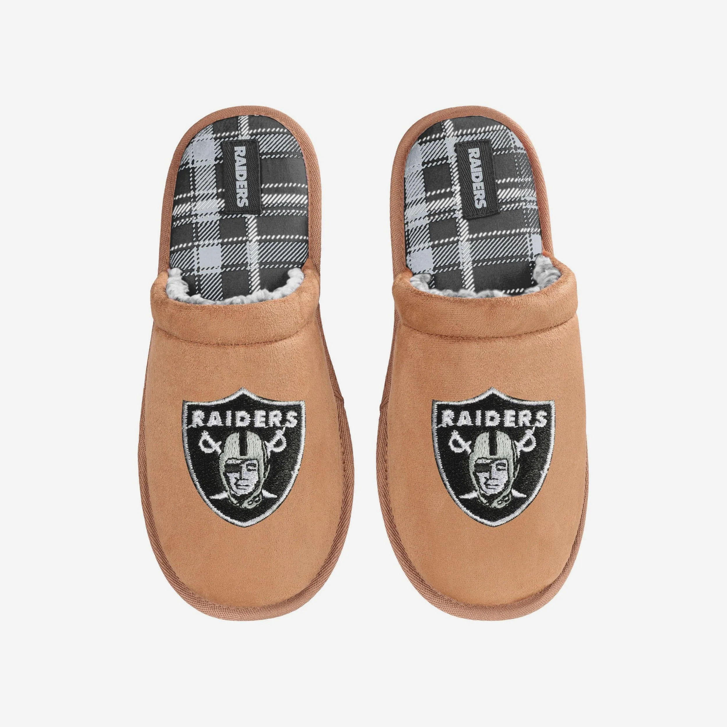 Las Vegas Raiders Flannel Lined Brown Suede Scuff Slipper - Image 4