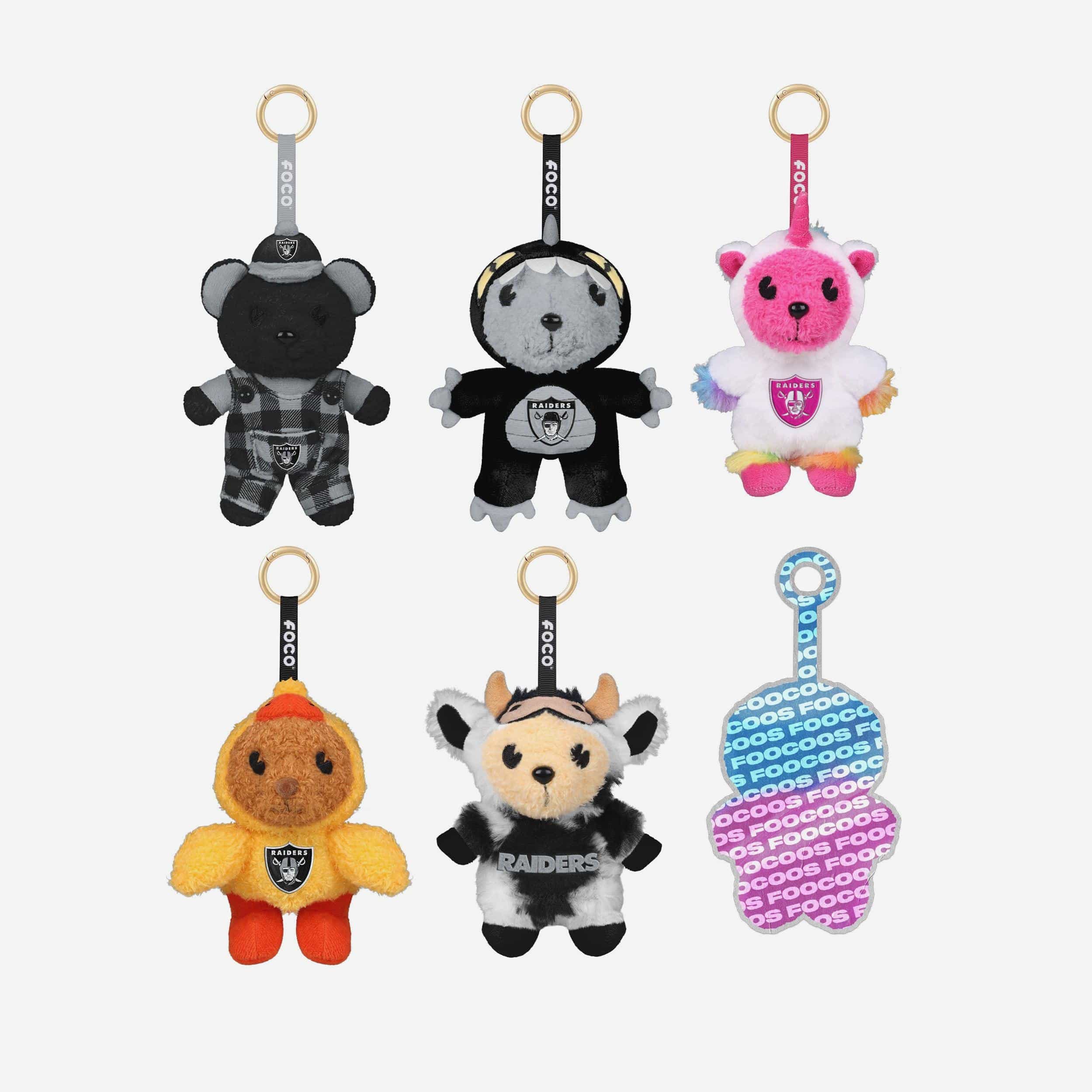 Las Vegas Raiders FOOCOOS Plush Bag Charm Keychain Blind Box Series 1