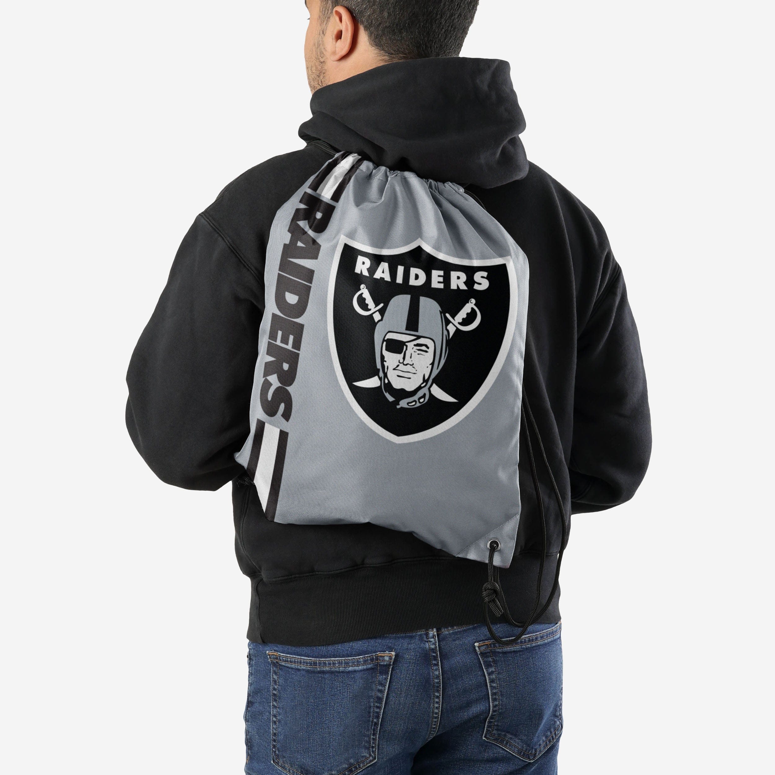 Las Vegas Raiders Gray Alternate Color Big Logo Drawstring Backpack - Image 2