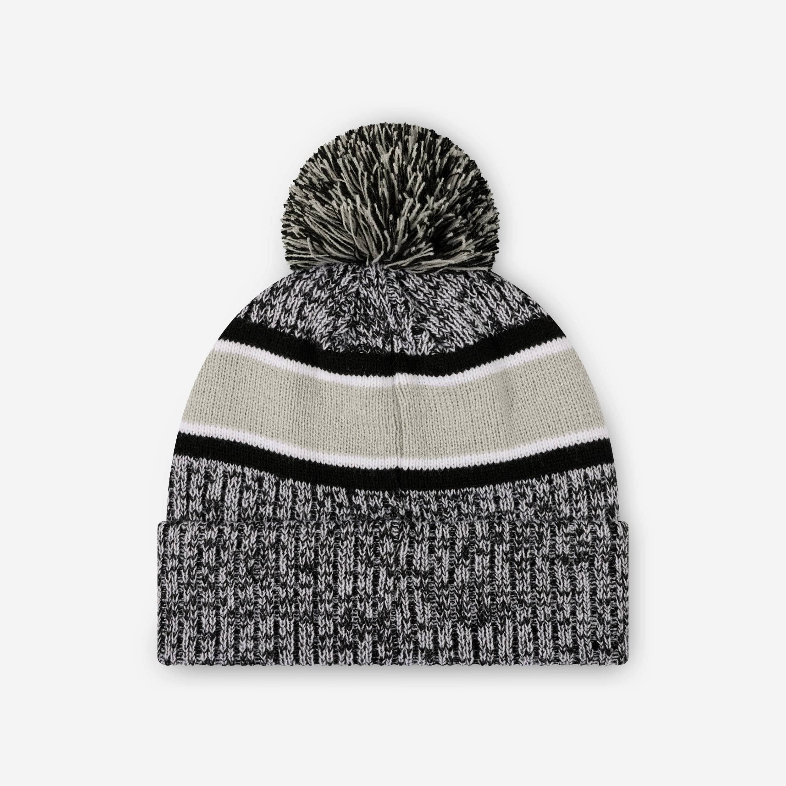 Las Vegas Raiders Heather Team Stripe Lined Pom Beanie - Image 2