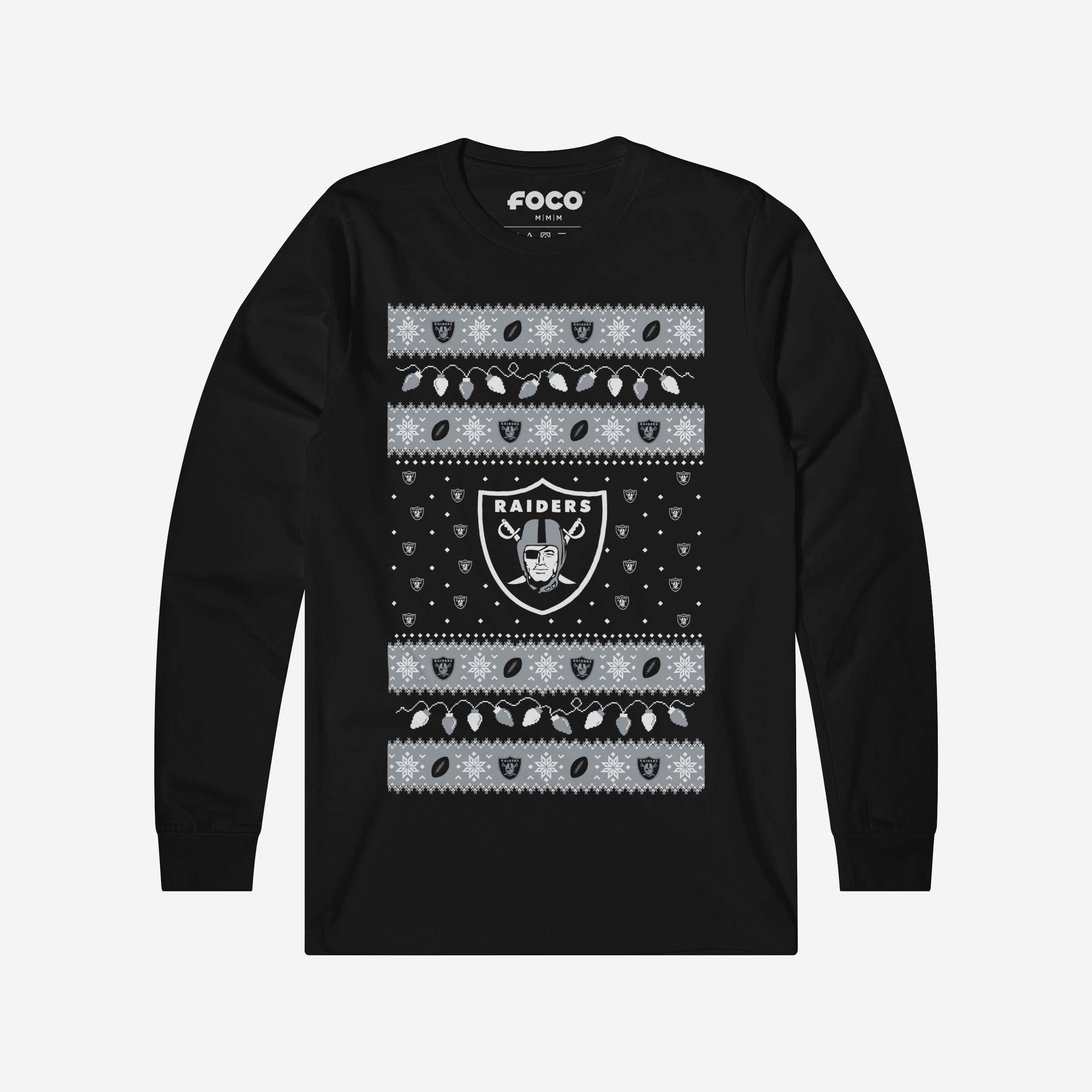 Las Vegas Raiders Holiday Lights Sweater Long Sleeve T-Shirt